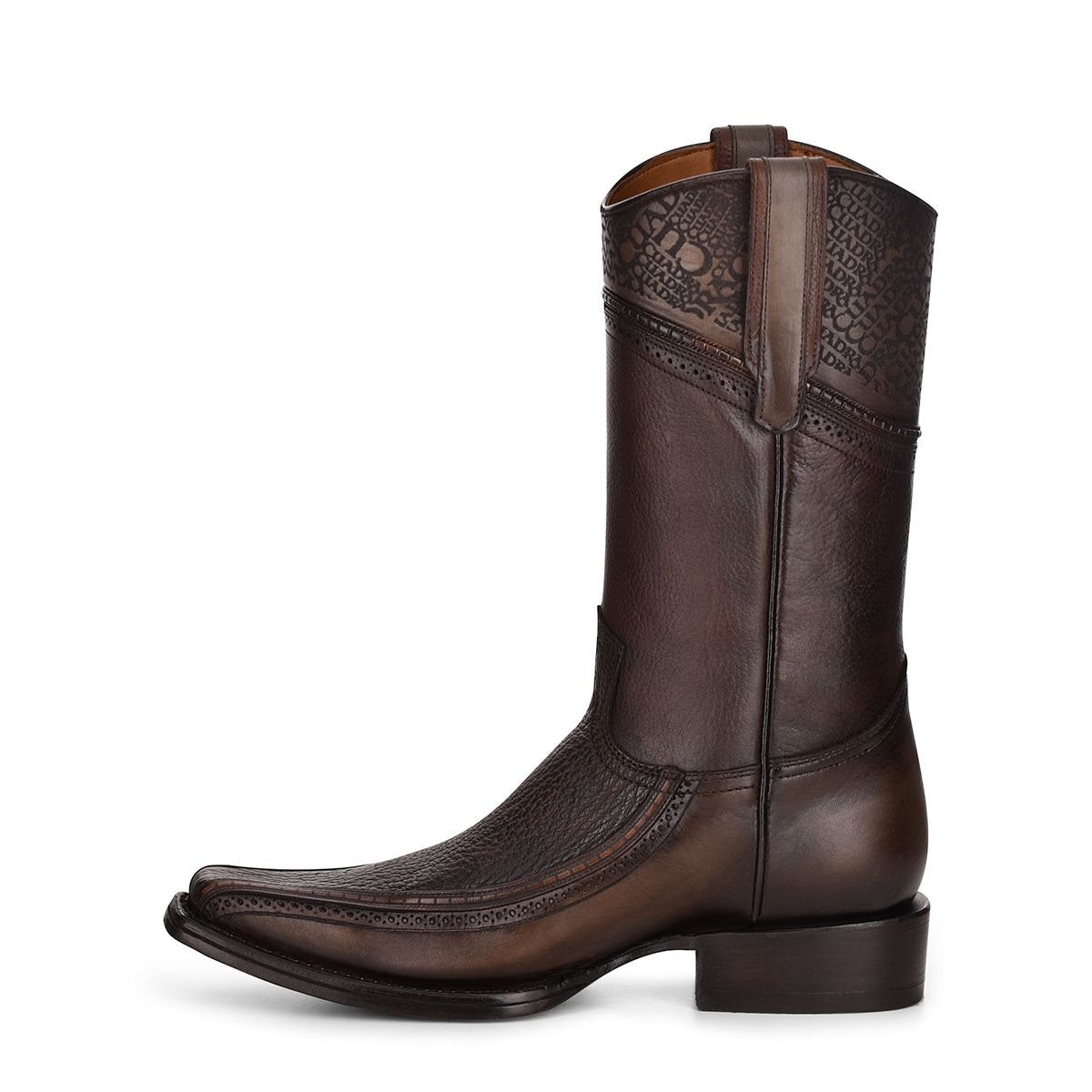 1B1DTI Men's Brown Casual Cowboy Boots - Exotic Shark Leather Western Boots for Riding & Outdoor Adventures