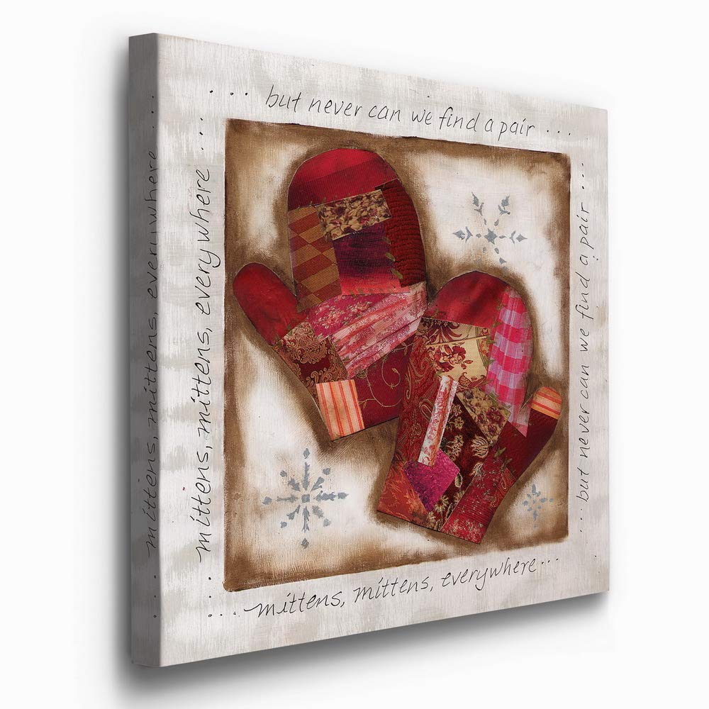Renditions Gallery Christmas Canvas Wall Art - Holiday Décor with Joy, Tidings, Yule & Love - Festive Tinsel & Cookies Design - 24x24 Inches - Perfect for Living Room, Bedroom & Office Holiday Decorating