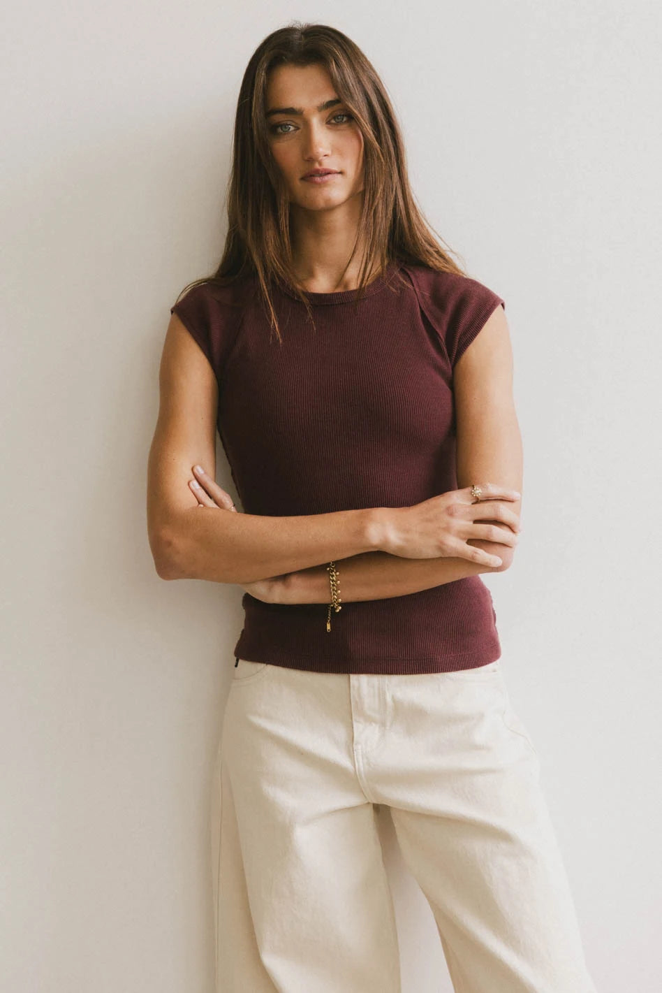 Huxley Women's Cap Sleeve Blouse in Elegant Wine Red - Perfect for Office Wear, Date Nights & Casual Outings