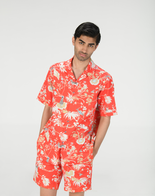 Bush Shirt - Heavy Duty 100% Cotton Men's Work Shirt in Red - Perfect for Outdoor Work, Hiking & Camping