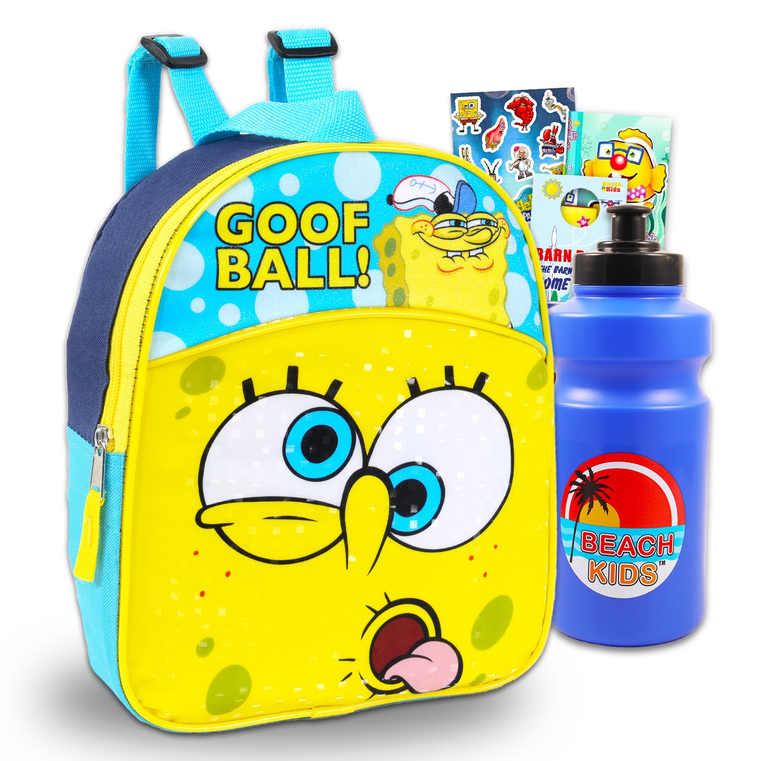 SpongeBob SquarePants Kids Backpack Set with Water Bottle - 11 Inch Cartoon School Backpack for Boys & Girls | Perfect for School, Travel & Outdoor Adventures