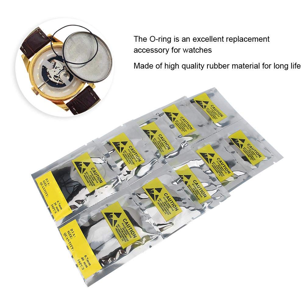 0.7mm Rubber Watch Back Cover Seal Gaskets Kit - 500pcs in 10 Sizes for Watch Repair & Maintenance - Perfect for Rolex, Omega, Seiko Watch Battery Replacement & Waterproofing