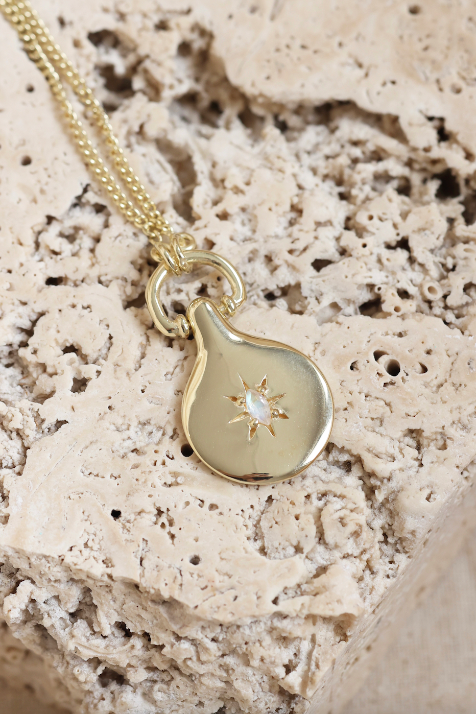 Starry Night Moonstone Gold Pendant Necklace - Elegant Celestial Jewelry for Women - Perfect for Gifts, Date Nights & Special Occasions
