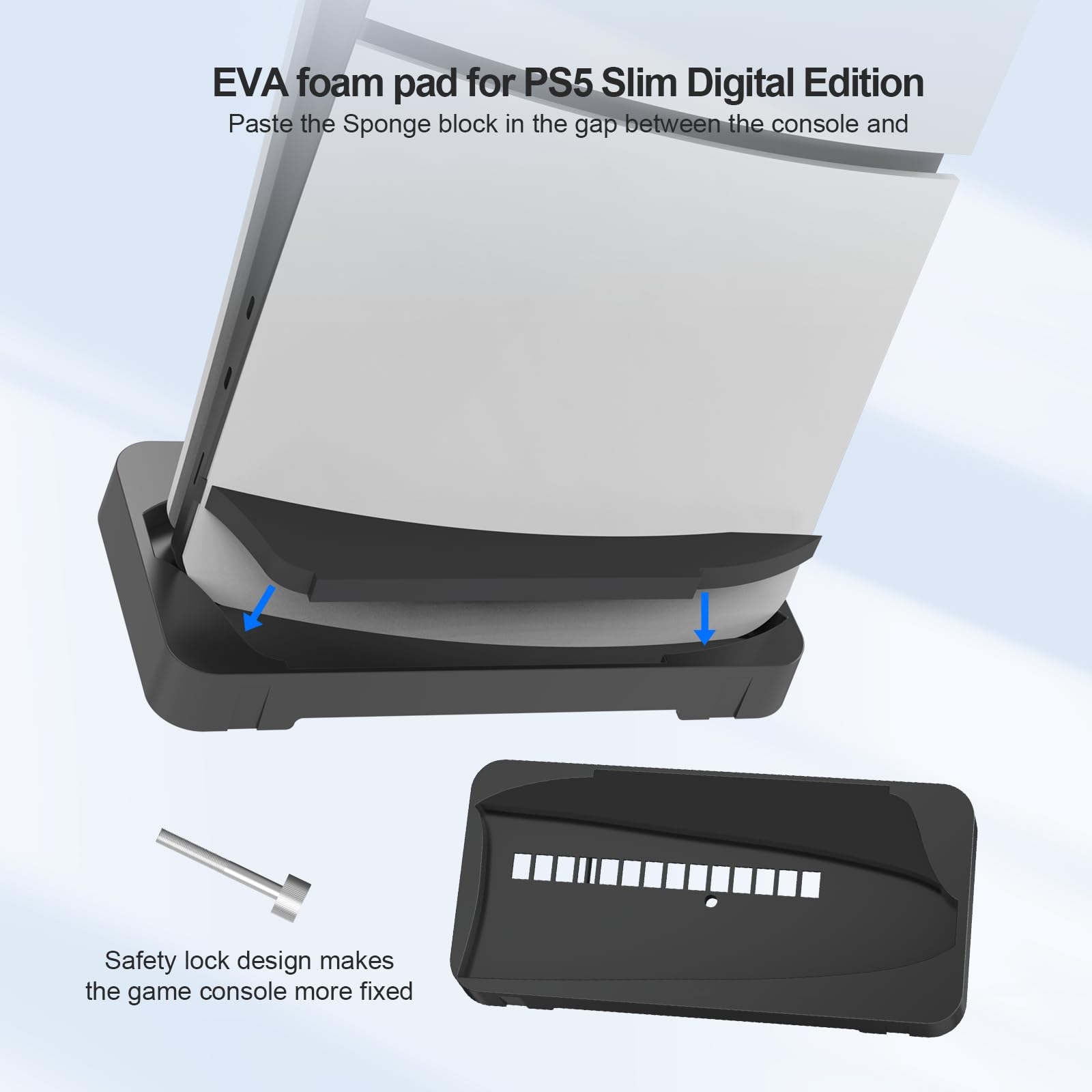 2-in-1 Horizontal & Vertical Stand for PS5 Slim Console - Compatible with PlayStation 5 Slim Disc/Digital Edition & PS5 VR 2 - Adjustable Table Mount Bracket (Black) - Perfect for Gaming Setup & VR Experience