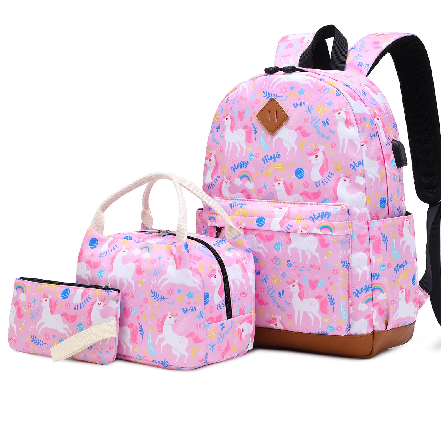 Soekidy Girls Backpack for School - Cute Fox & Unicorn Design, Lightweight Kids Bookbag Set for Preschool & Elementary Students | Perfect for Daily Use, Travel & Outdoor Adventures