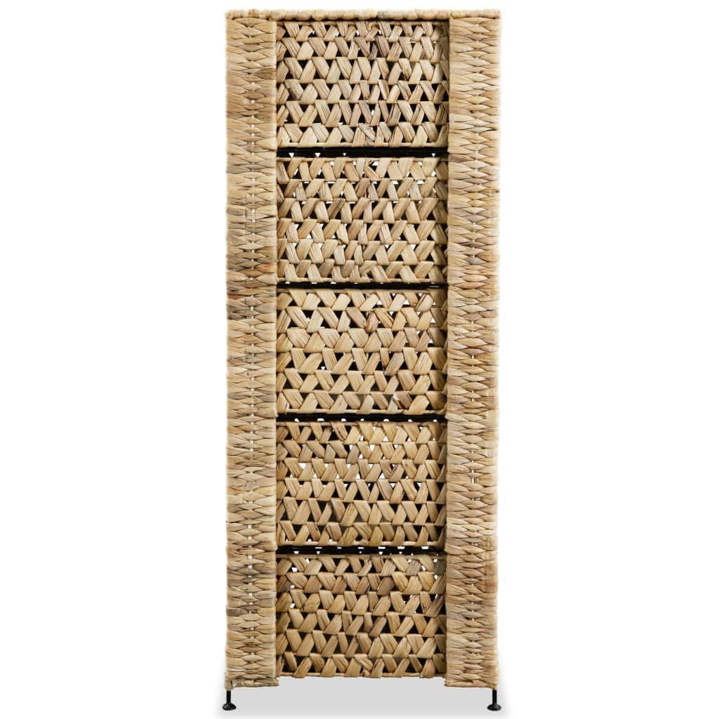 Water Hyacinth Floor Storage Cabinet - 5 Basket Bathroom Organizer with Shelves, 10