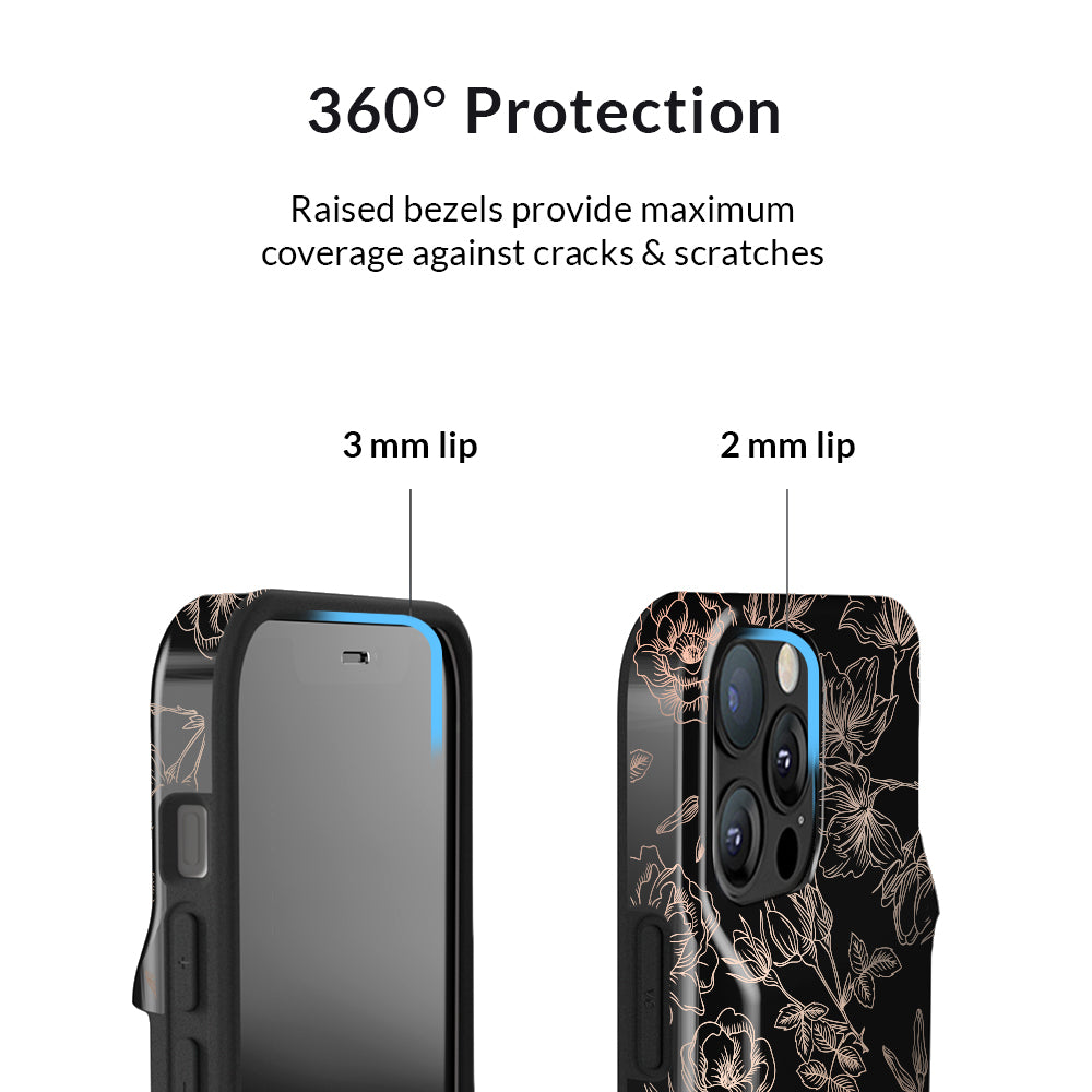 Floral Rose Gold iPhone Wallet Case - Slim Protective Phone Cover with Card Holder for iPhone 13/14/15 - Perfect for Everyday Use, Travel & Shopping