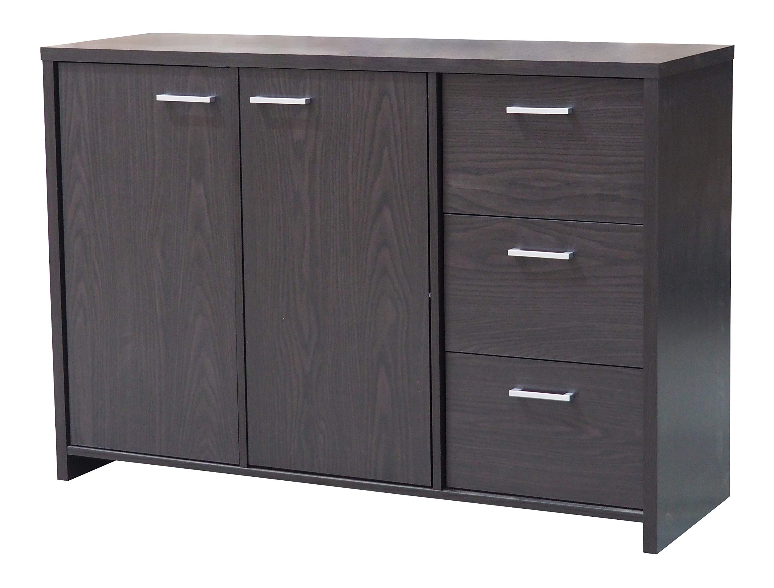 Kings Brand Solid Oak Sideboard Buffet Cabinet - Kitchen Dining Room Storage with Chocolate Finish | Entryway Buffet for Home Decor & Organization