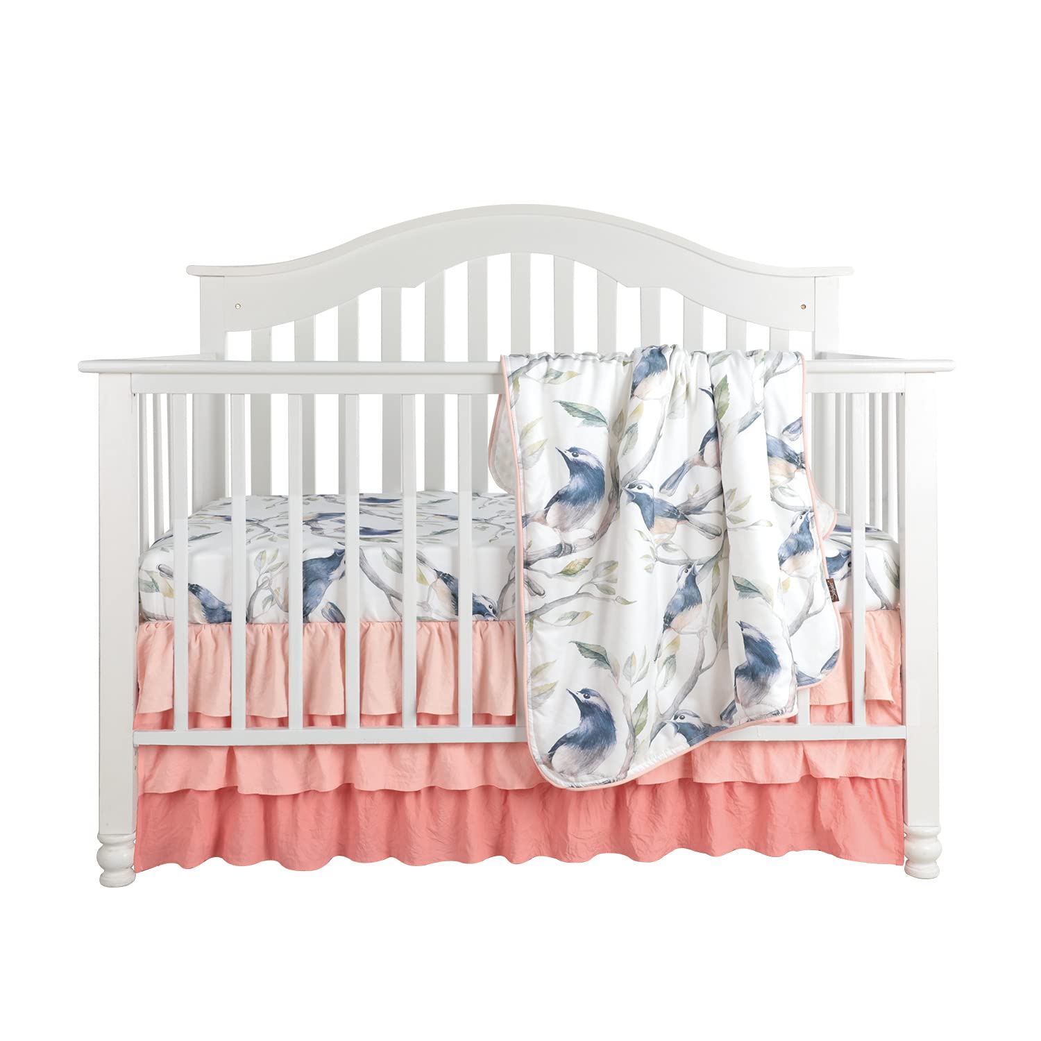 Sahaler Premium Baby Crib Bedding Set - 3 Piece Nursery Set with Minky Blanket, Fitted Crib Sheet & Dust Ruffle for Boys & Girls (Kingfisher Blue) - Soft & Safe for Newborns, Infants & Toddlers - Perfect for Nursery Decor, Baby Showers & Gift Giving