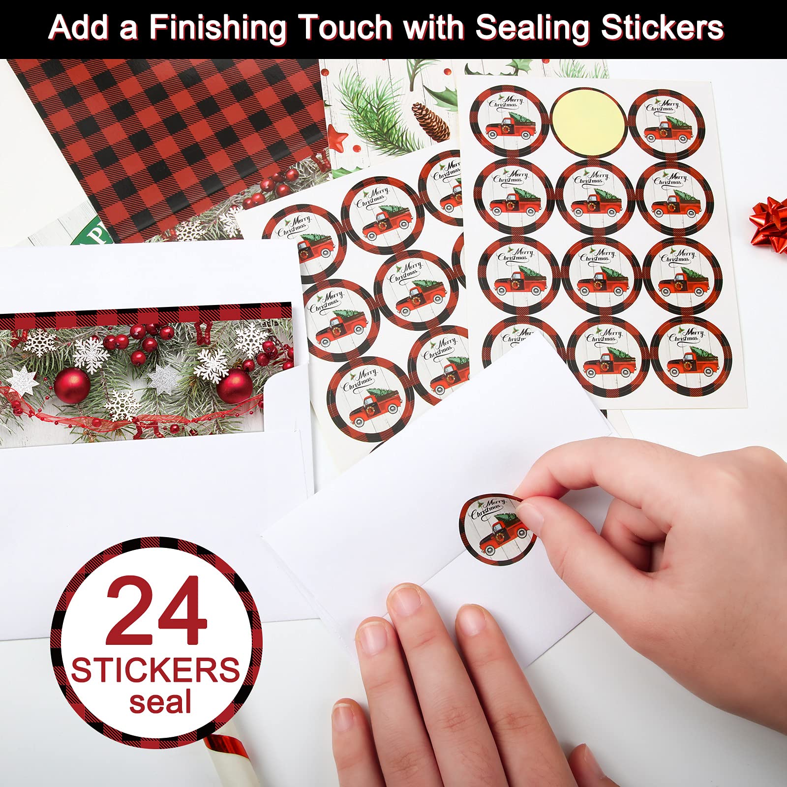 24 Sets Christmas Greeting Cards with Envelopes & Stickers - Blank Holiday Note Cards for Christmas Party, Xmas Decorations & Gift Wrapping - Perfect for Holiday Greetings, DIY Crafts & Festive Home Decor