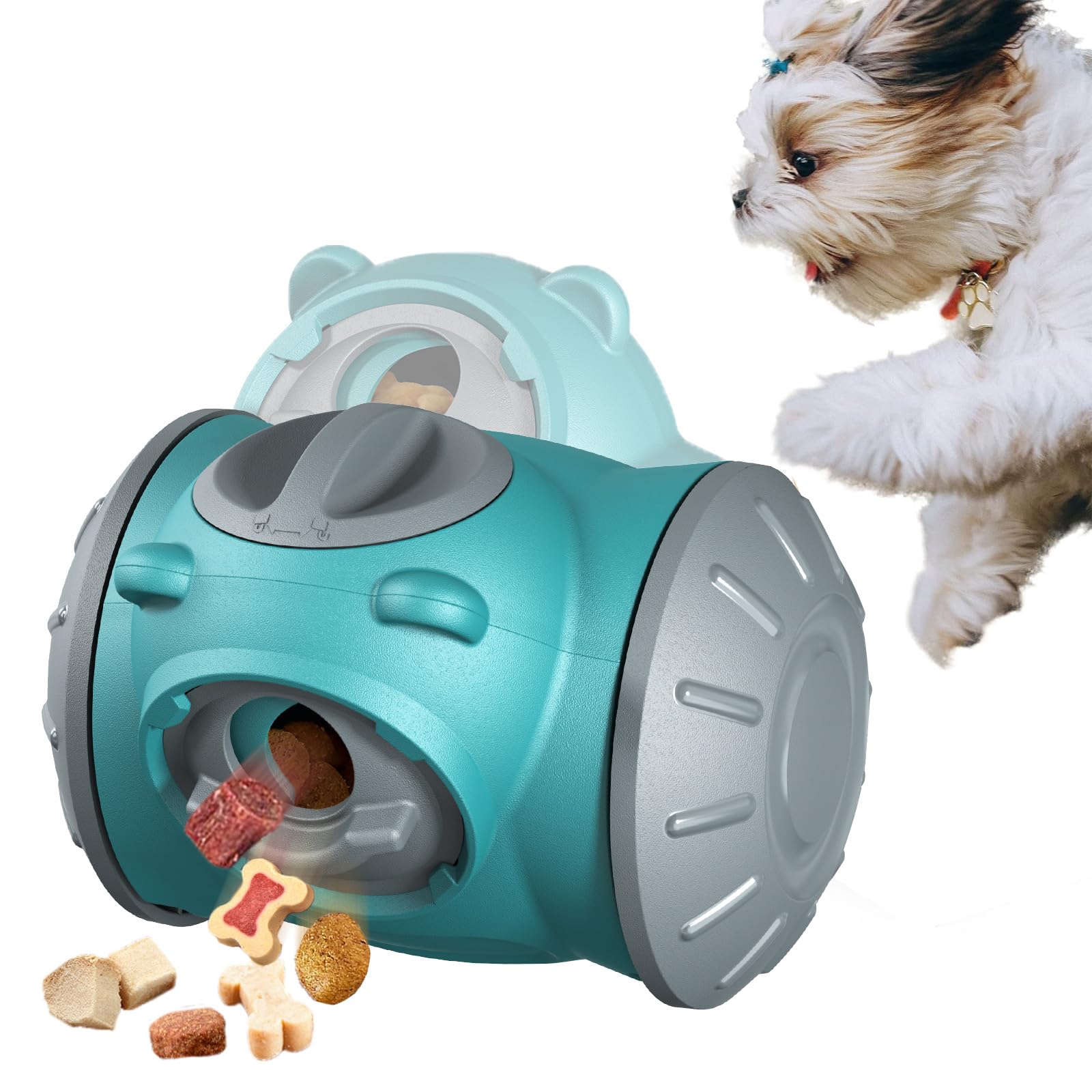Interactive Treat Dispensing Puzzle Toy for Small & Medium Dogs - Slow Feeder Dog Toy, Mental Stimulation & Digestion Aid - Robot-Shaped Chase Toy (Bear2-Blue) | Fun Training Reward & Boredom Buster for Indoor Play