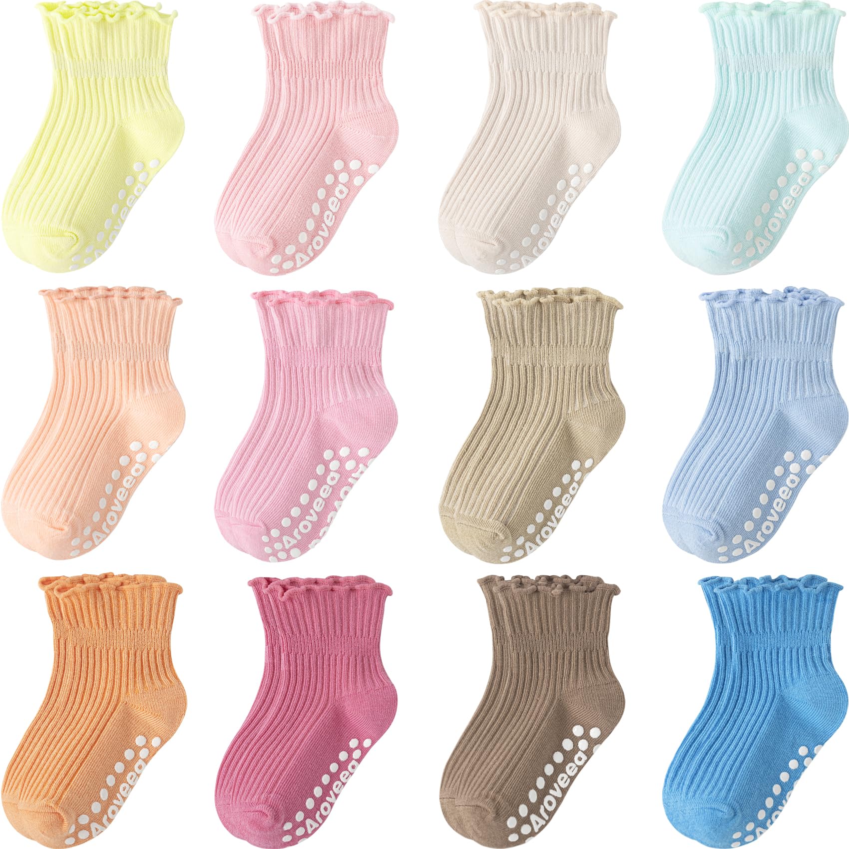 Non-Slip Baby & Toddler Socks 12-Pack | Cotton Grip Socks for Boys & Girls (6M-7 Years) | Cute Ankle Socks for Playtime, Daycare & Home Use | Perfect for Crawling, Walking & Indoor Activities | Ideal for Playdates, Nursery & Learning to Walk | Great for Playground, Preschool & Family Outings