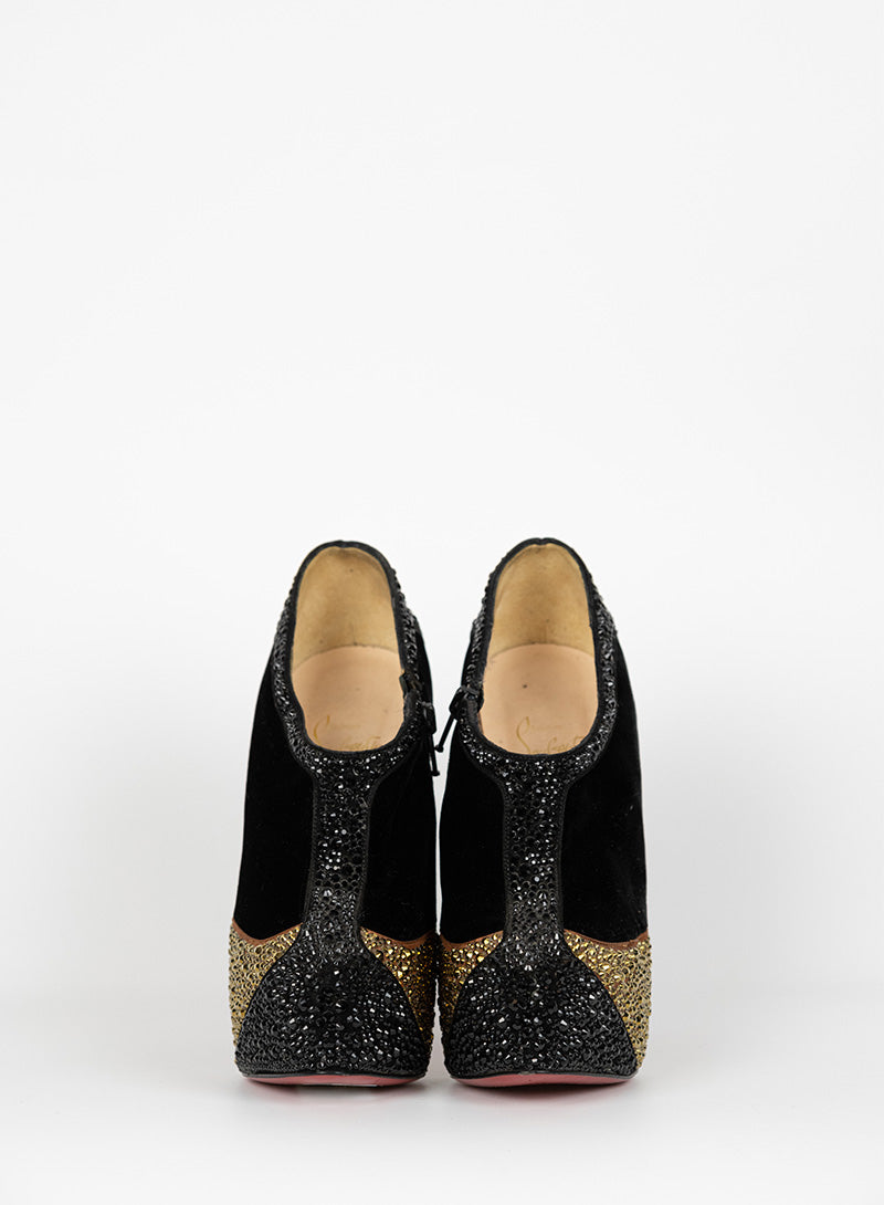 Christian Louboutin Black Décolléte Shoes with Swarovski Crystals - Size 36 | Luxury Women's Heels for Evening Parties & Special Occasions