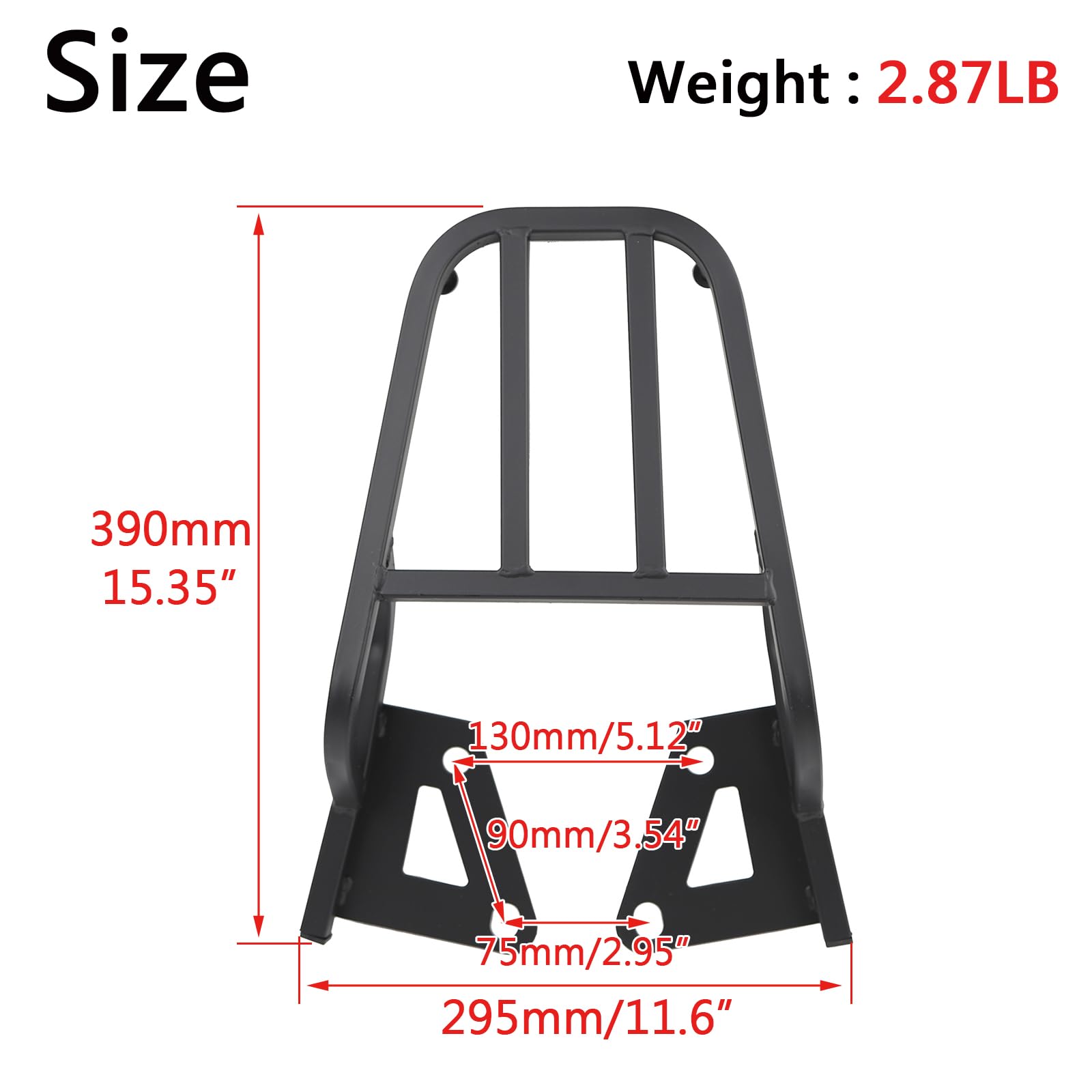 Minho Heavy Duty Iron Rear Luggage Rack for Honda Grom MSX125 2013-2016 - Square Tube Design - Perfect for Motorcycle Travel & Cargo Transport