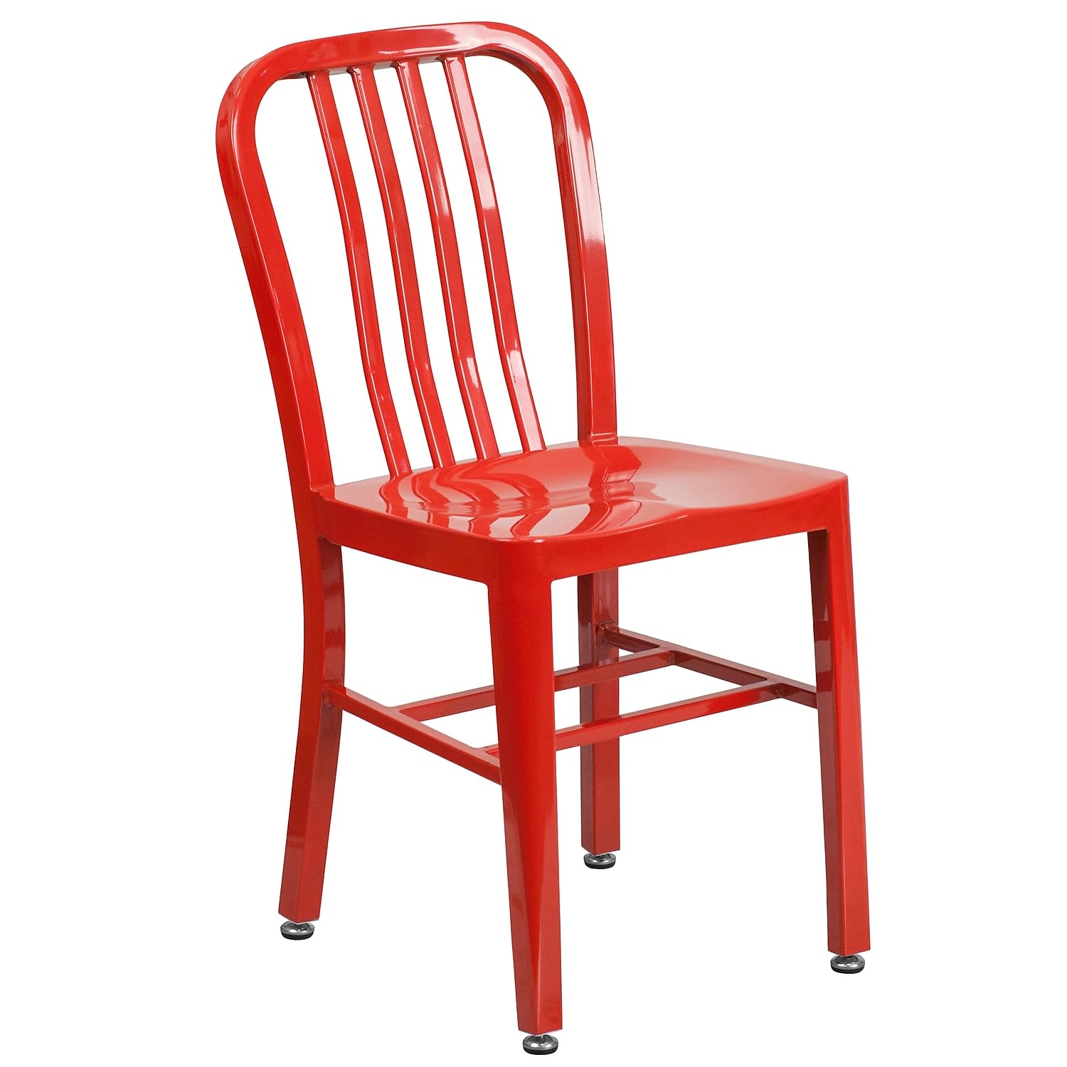 Flash Furniture Commercial Grade Red Metal Indoor-Outdoor Chair - Heavy Duty Stackable Dining Chair for Restaurants, Cafes, Patios & Home Use