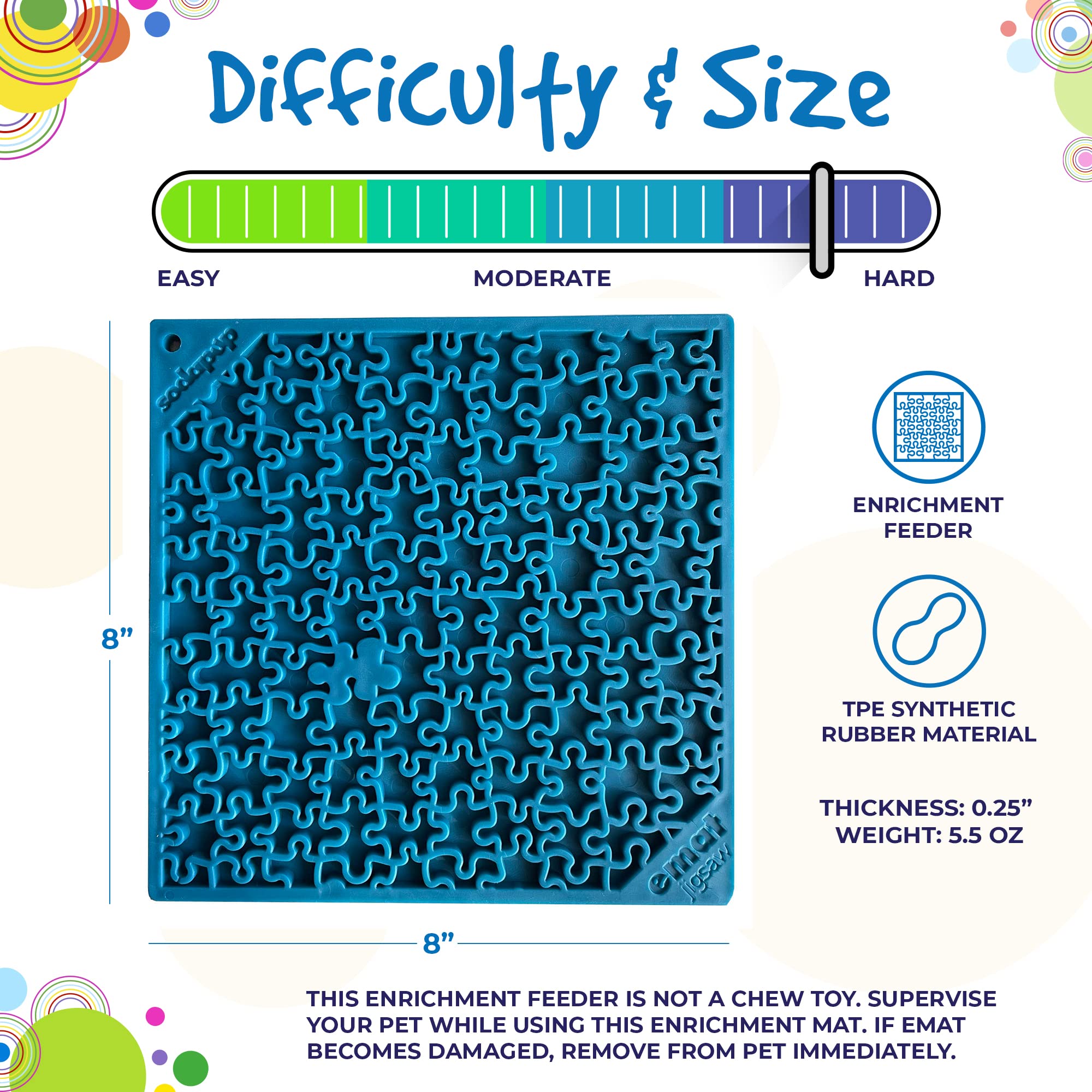 SodaPup Jigsaw eMat – Durable Non-Toxic Dog Lick Mat Feeder for Mental Stimulation, Slow Feeding & Anxiety Relief | Made in USA | Pet-Safe Rubber for Fresh Breath & Digestive Health | Perfect for Bath Time, Grooming & Crate Training