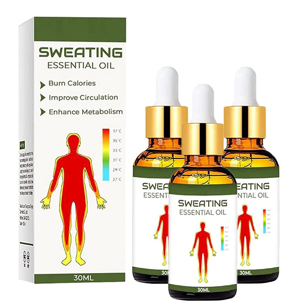 Natural Sweating Essential Oil for Anti Cellulite & Fat Burning - Body Massage Oil for Belly, Buttocks & Whole Body Weight Loss (3 Pack) | Perfect for Post-Workout Recovery & Spa Treatments