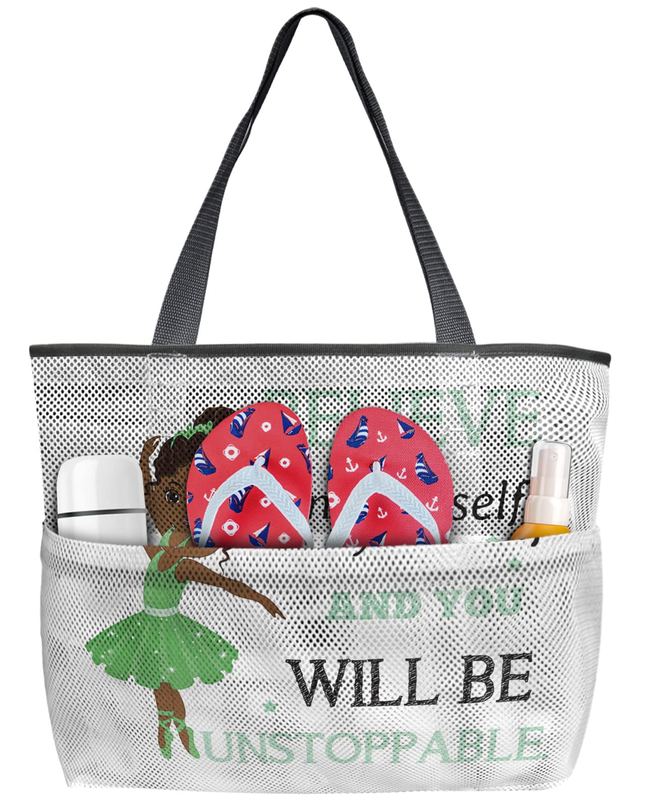 Large Mesh Beach Bag - African Ethnic Print Toy Tote for Women, Swim Pool Storage & Travel Accessories | Perfect for Beach Trips, Pool Parties & Vacation Essentials