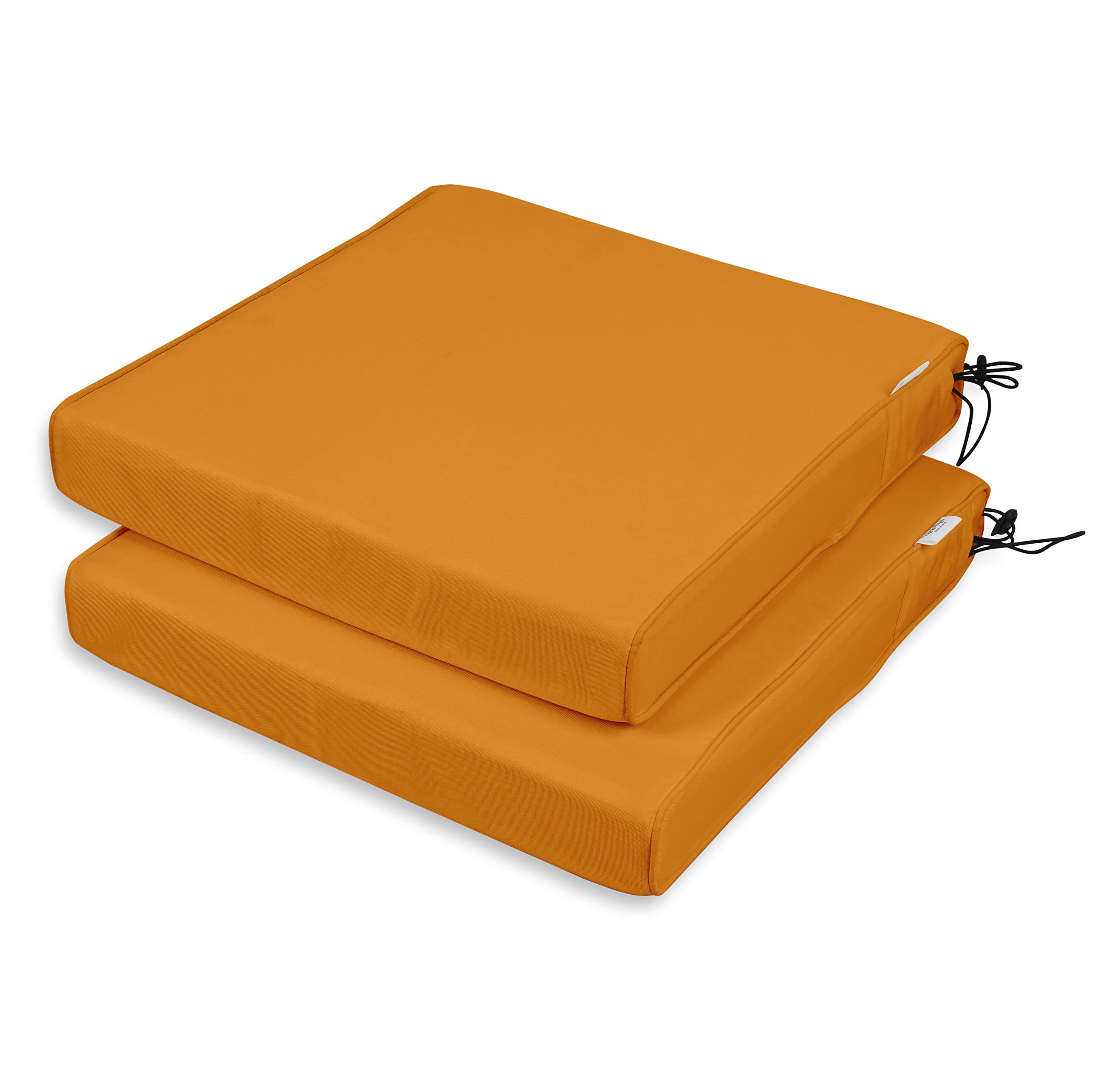 Vargottam Water Resistant Square Corner Seat Cushions 18.5” x 16” - 2 Pack Mustard Yellow - Perfect for Outdoor/Indoor Lounge Chairs, Home Office, Patio & Garden Furniture - Great for Relaxing on Porch, Deck or Sunroom