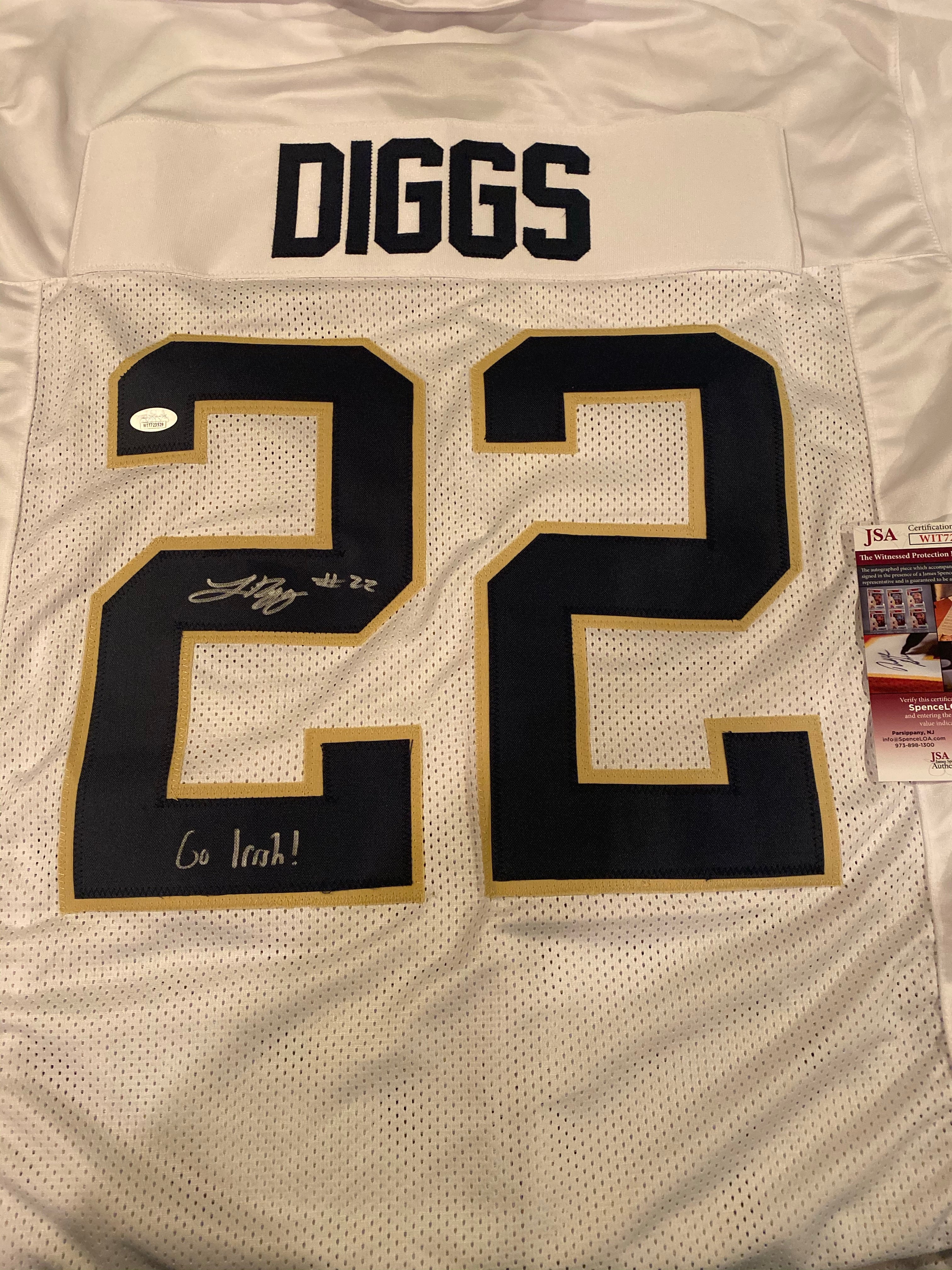 Logan Diggs Autographed Notre Dame Fighting Irish White Football Jersey with 