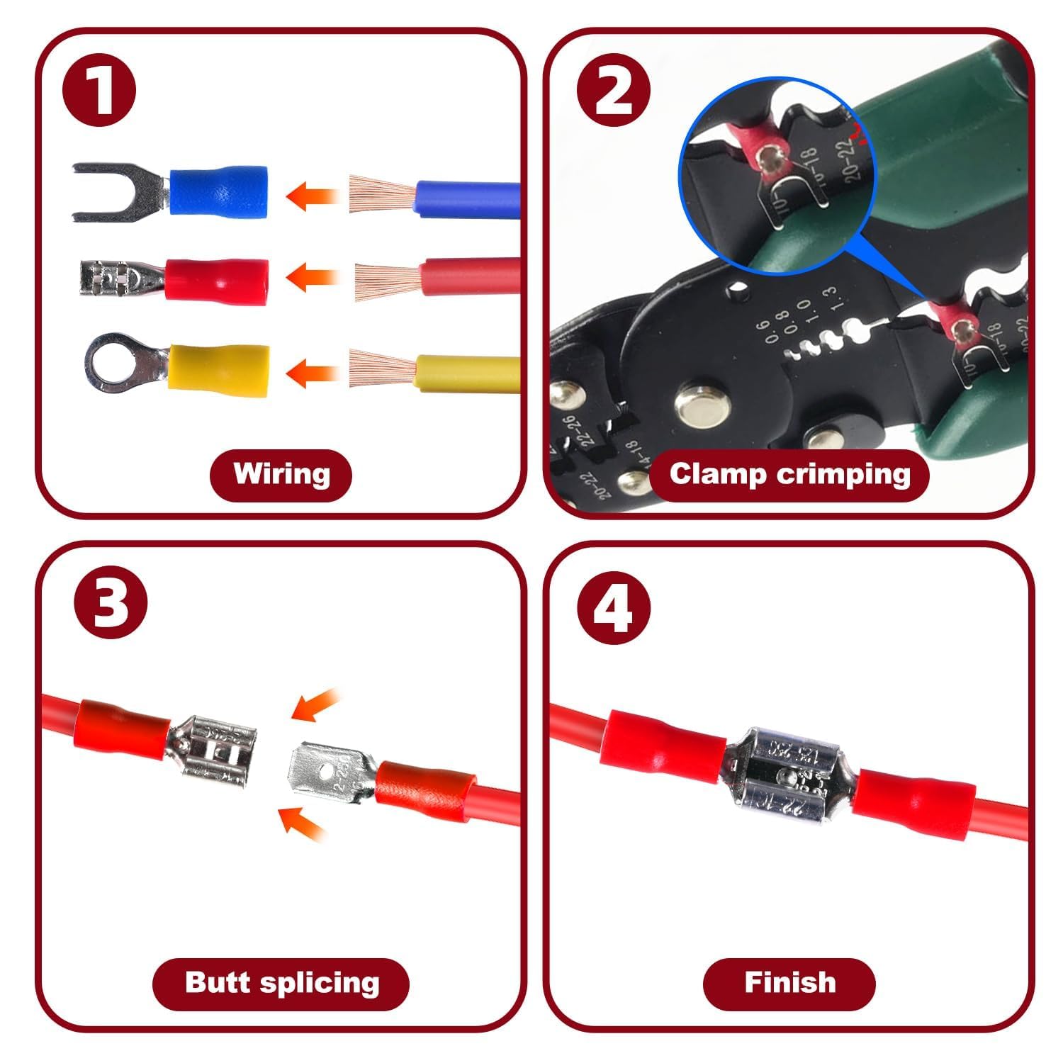 280PCS Insulated Wire Crimping Connector Kit - Ring, Fork, Shovel & Butt Terminals for Secure Electrical Connections | Perfect for Automotive, Home Wiring & DIY Electronics Projects