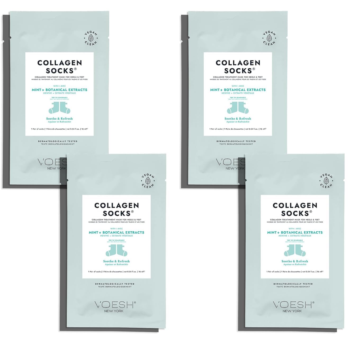 VOESH Collagen Socks for Dry Cracked Heels - Moisturizing Foot Treatment Socks with Vegan Collagen | Spa Pedicure & Cracked Heel Repair | Perfect for At-Home Foot Care & Relaxation