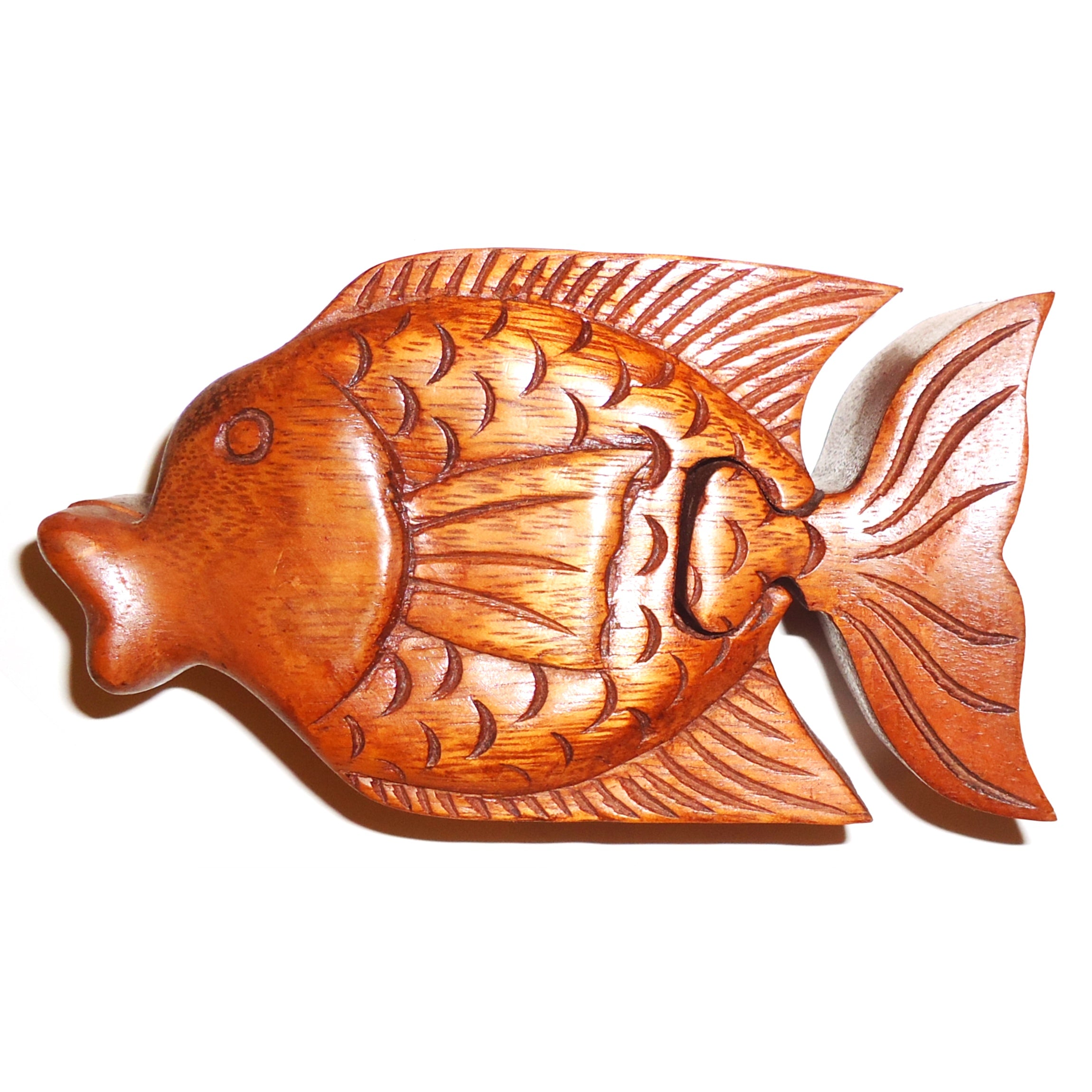 Wooden Puzzle Box with Fish Design - Brain Teaser & Decorative Storage for Home Office - Perfect for Gifts, Kids' Educational Toys & Stress Relief