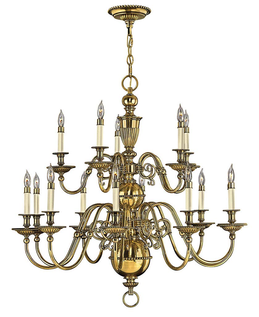 Hinkley Cambridge Collection Traditional 15-Light Chandelier in Burnished Brass - Elegant Dining Room Lighting for Home Decor
