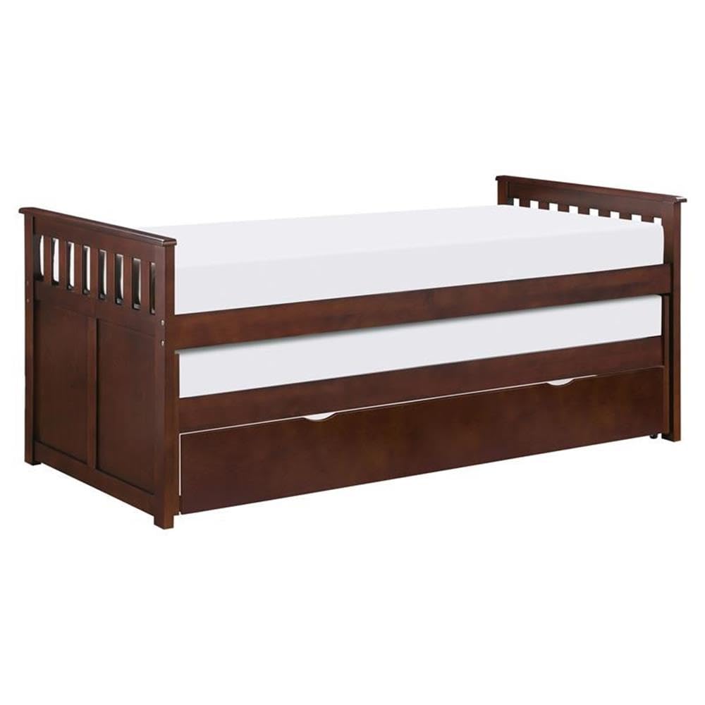 Lexicon Rowe Transitional Wood Twin/Twin Bed with Twin Trundle in Dark Cherry - Perfect for Kids' Bedrooms, Guest Rooms & Space-Saving Solutions