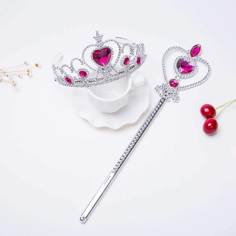 **Princess Aurora Costume Set for Girls - Gloves, Tiara, Necklace, Wand, Earrings, Bracelet & Ring - Halloween & Christmas Dress Up, Cosplay, Birthday Party Gifts**