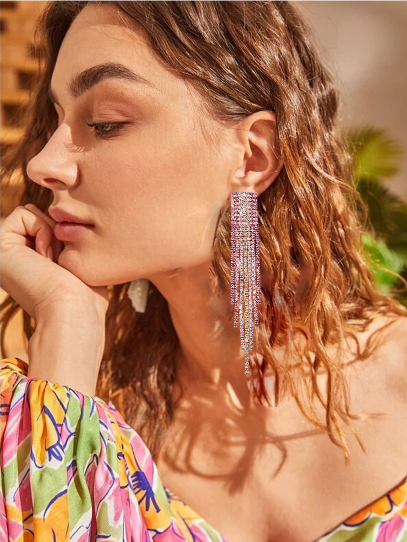 Elegant Silver Rhinestone Tassel Drop Earrings for Women - Crystal Dangle Fringe Prom Jewelry | Perfect for Weddings, Parties, Mother's Day Gifts & Special Occasions (2024 Fashion)