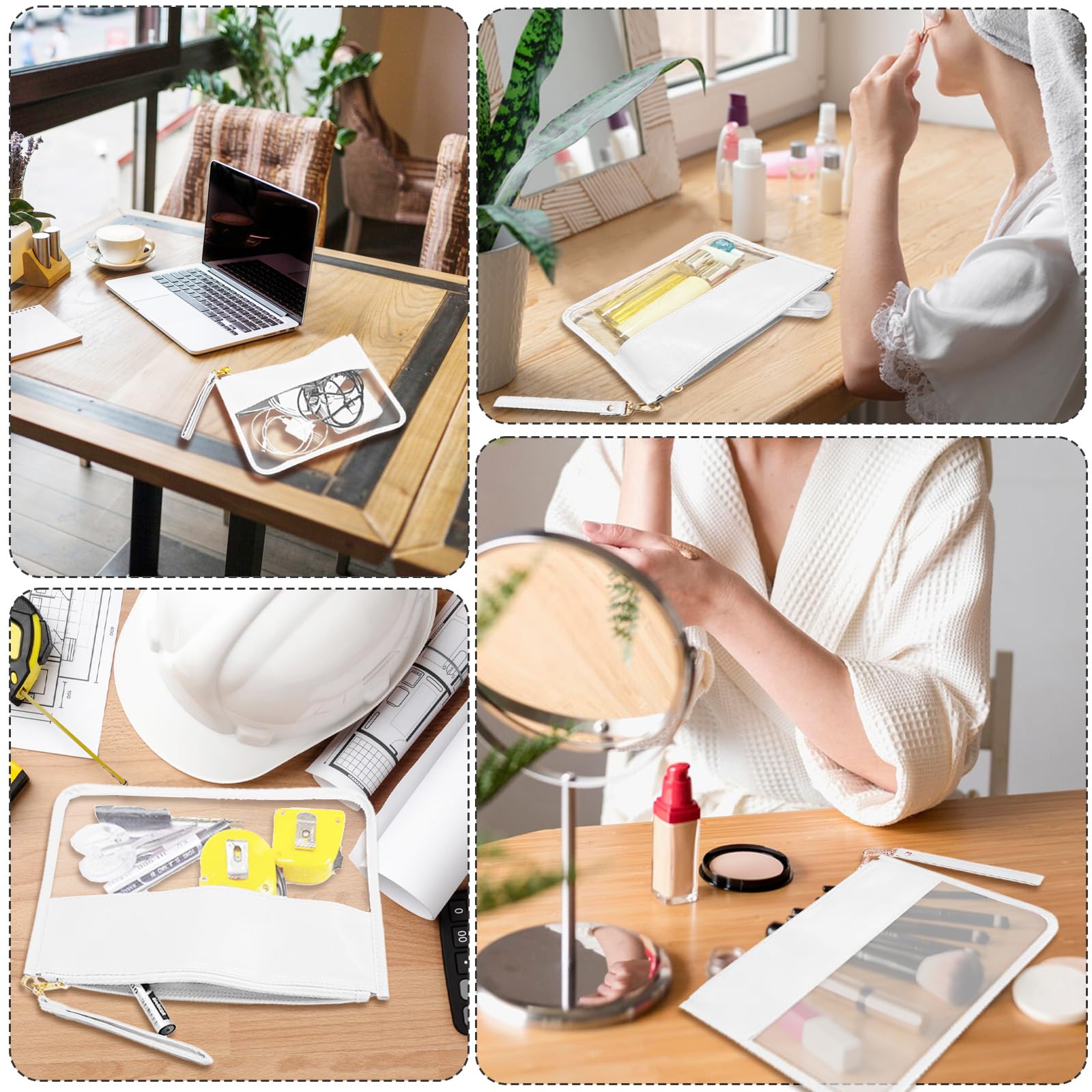 Clear Makeup Bag for Women - Waterproof PVC Travel Cosmetic Organizer with Zipper Pouch, Cute Toiletry Storage for Cosmetics, Snacks & Essentials | Perfect for Travel, Gym, Beach & Daily Use