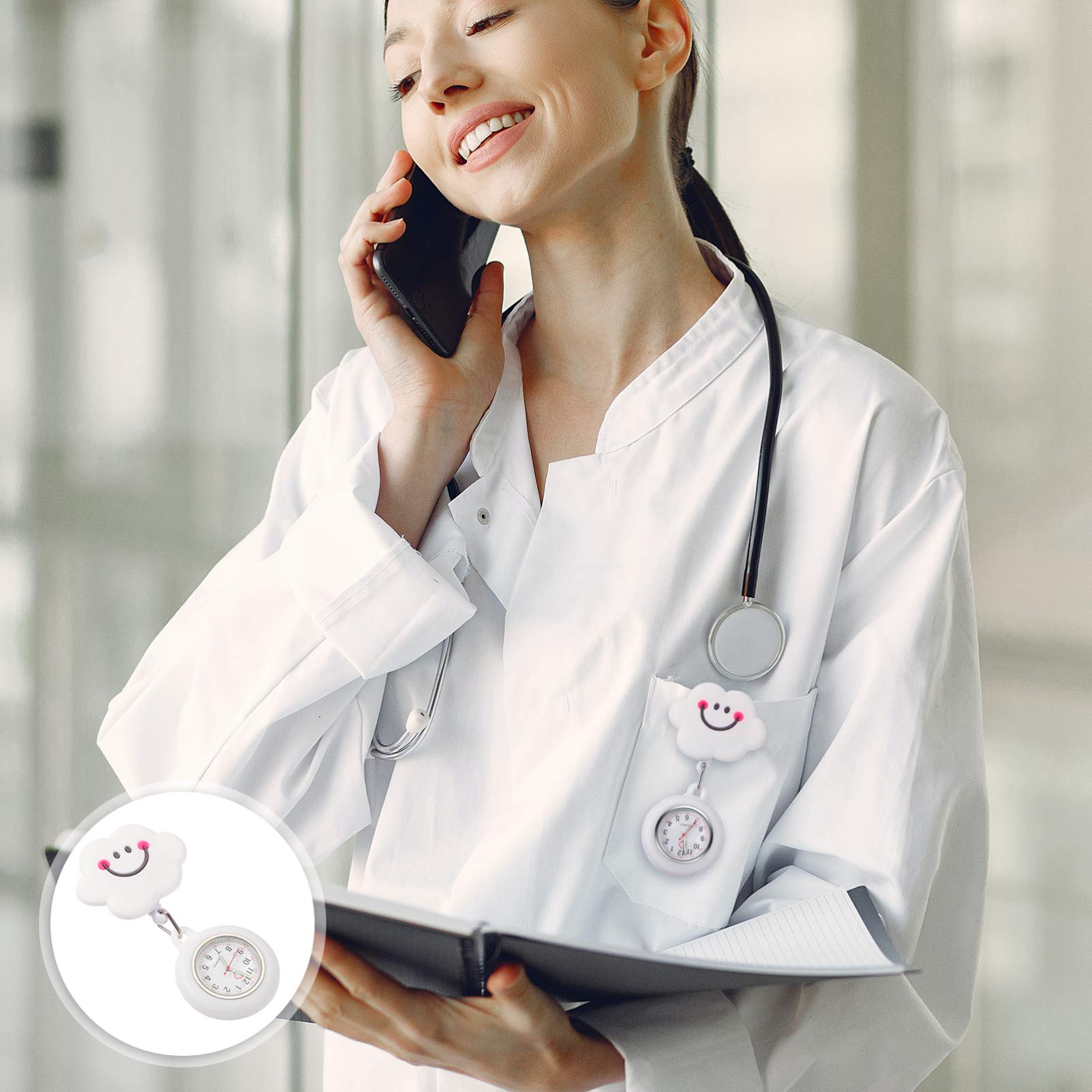 iplusmile Retractable Nurse Watch with Second Hand - Clip on Lapel Digital Pocket Watch for Nurses, Doctors, Students & Women - Perfect for Medical Shifts, Clinical Rotations & Time Management