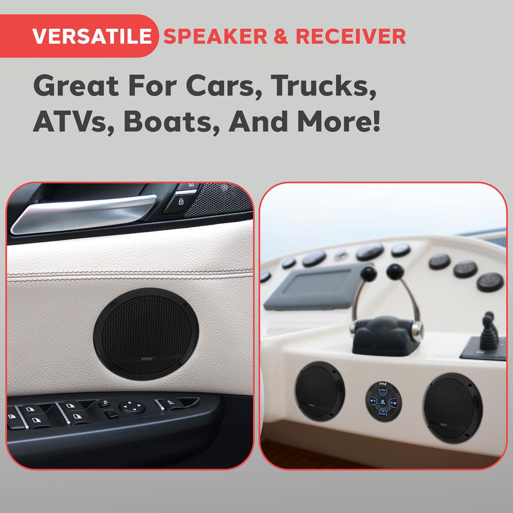 Waterproof Marine Bluetooth Speaker & Receiver Kit - Wireless Audio System for Boats, Pool Parties & Outdoor Adventures