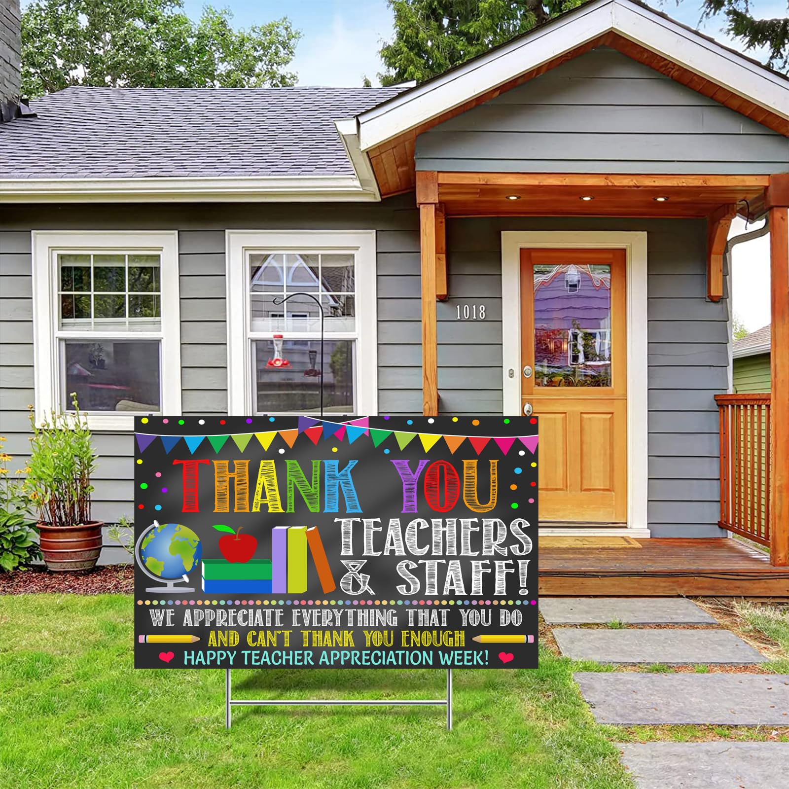 2024 Teacher Appreciation Week Backdrop Banner Decorations - Thank You Teachers Staff Gift for Classroom, School Events & Office Celebrations