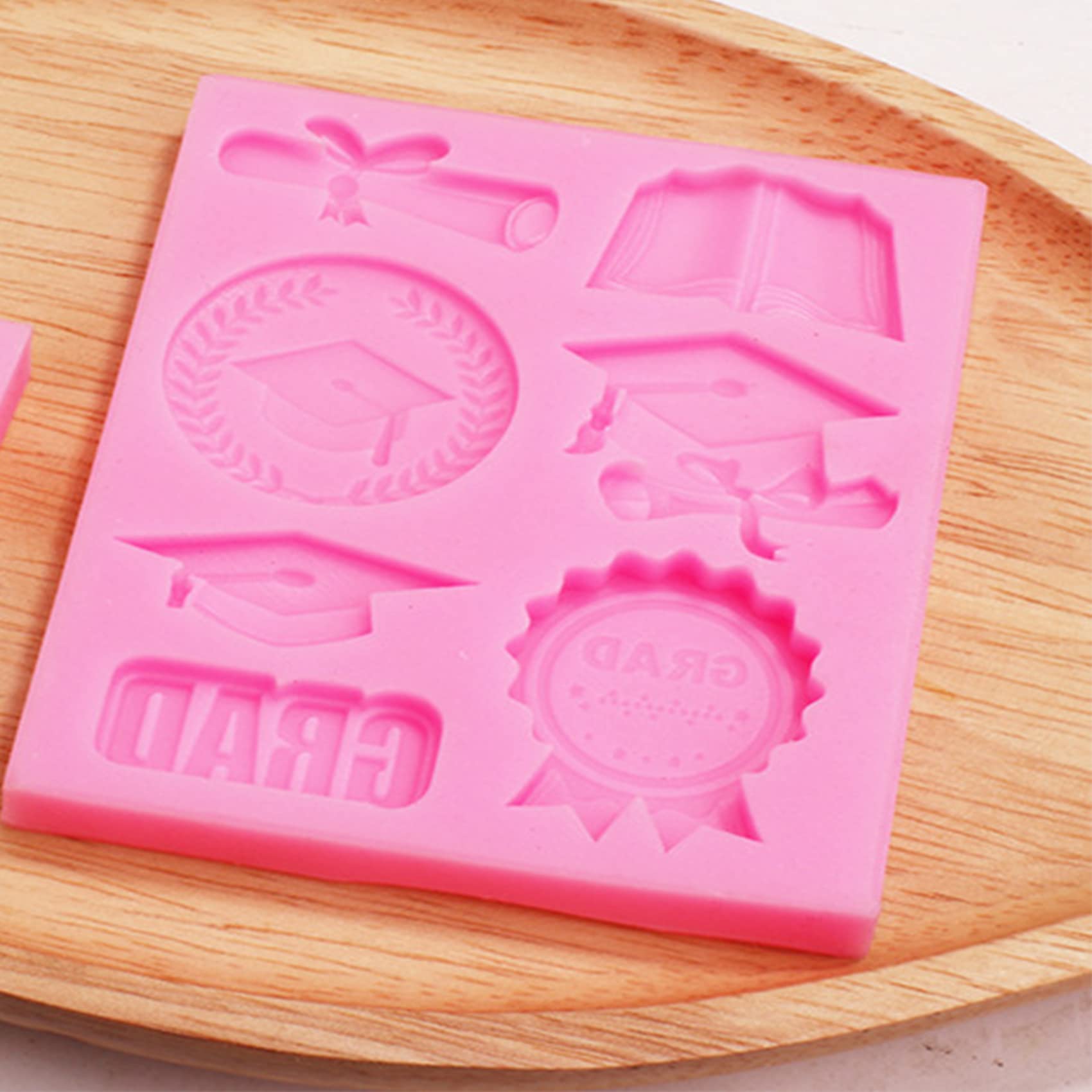 Graduation Chocolate Mold Silicone - Mini Graduation Cap & Diploma Book Fondant Candy Soap Ice Cube Clay Molds - DIY Tools for Grad Party Decoration - Perfect for Cupcakes, Cake Pops, and Party Favors