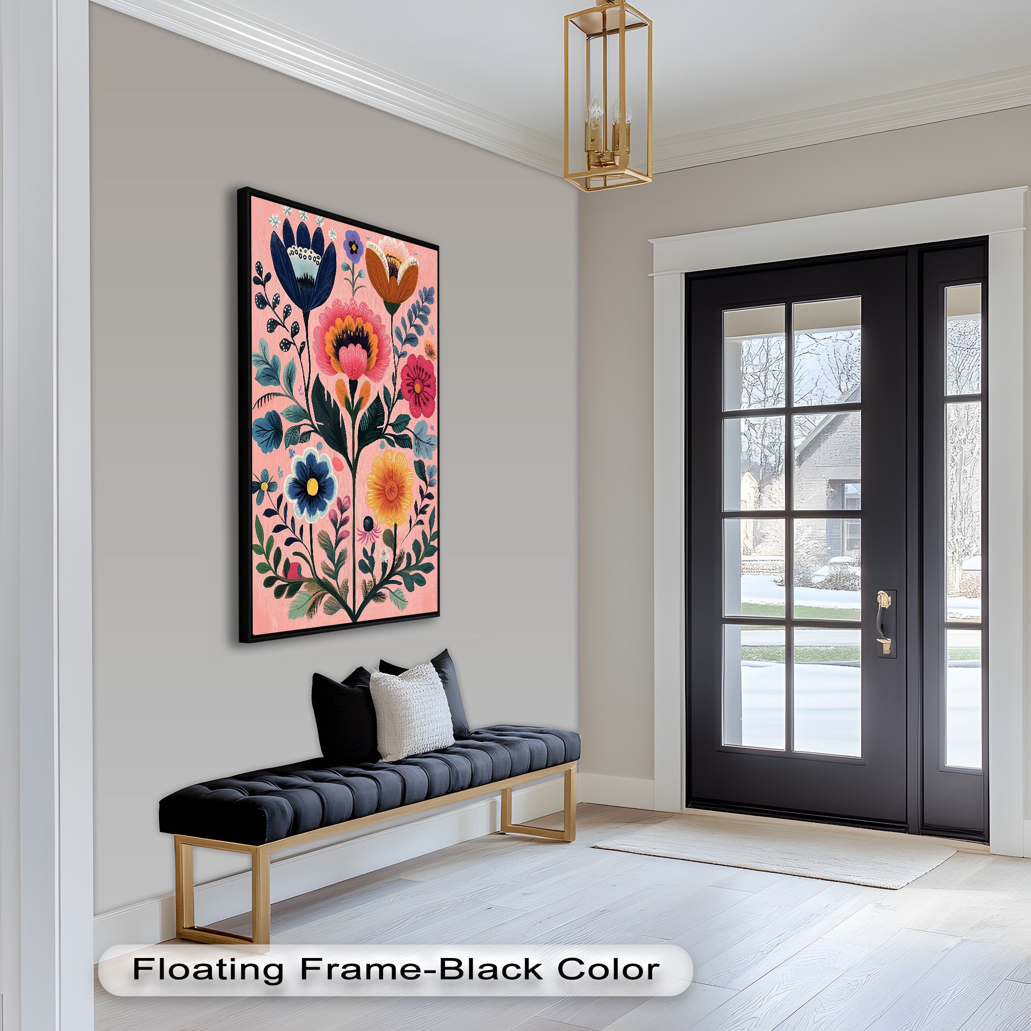 Whimsical Boho Flower Oil Painting - Blossom Carnival - Handmade Art for Home Decor, Living Room, Bedroom & Office Wall