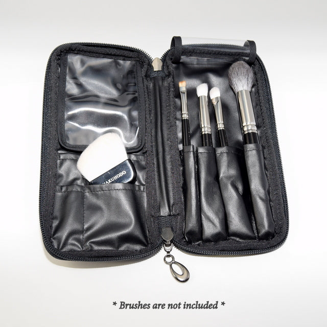 Premium Enameled Sky Blue Brush Pouch [HA1690] - Perfect for Artists, Makeup Brushes & Travel Organizers - Waterproof & Durable Cosmetic Case for Professionals