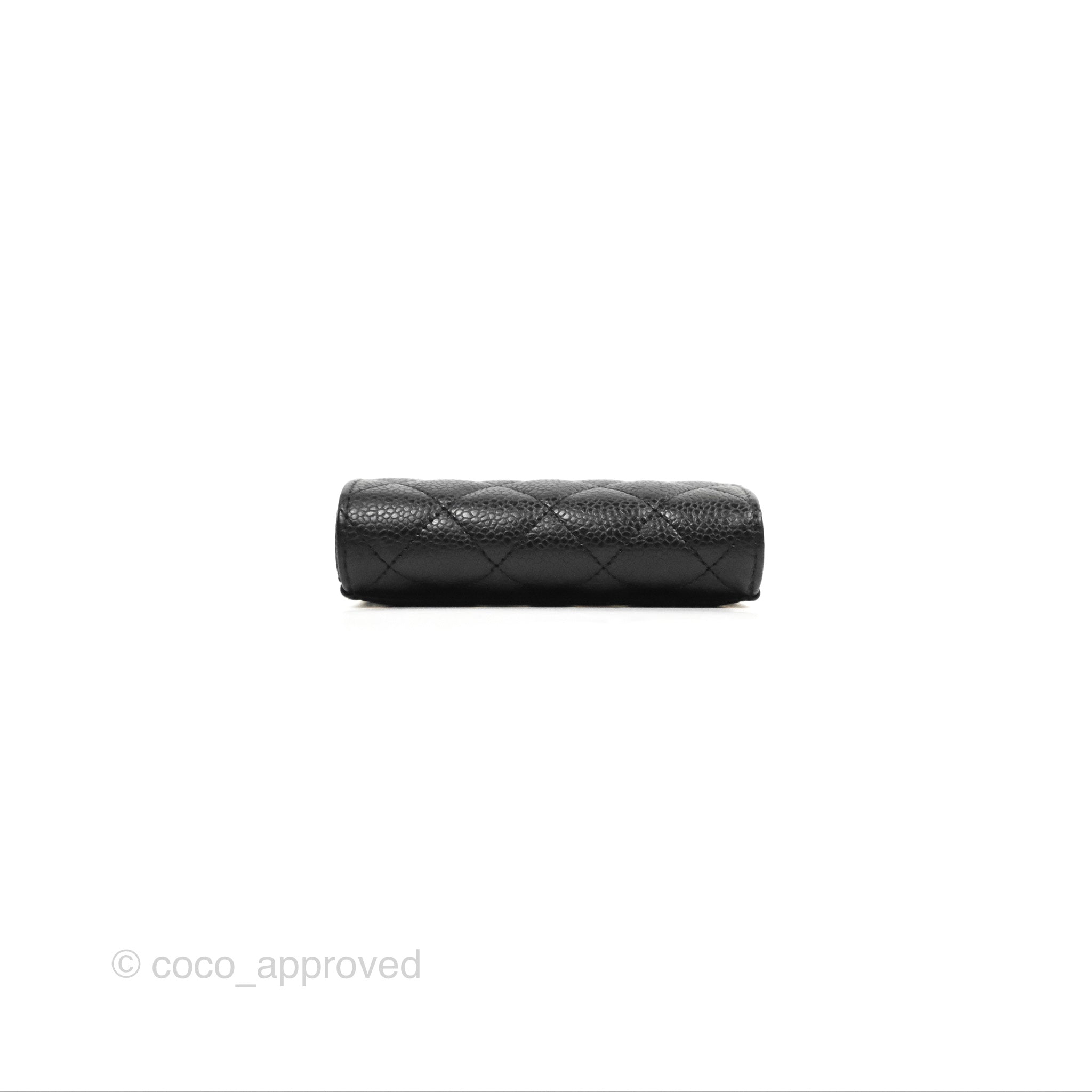Chanel Classic Flap Card Holder Wallet - Black Caviar Leather with Silver Hardware | Luxury Compact Wallet for Women | Perfect for Everyday Use, Travel & Gift Giving