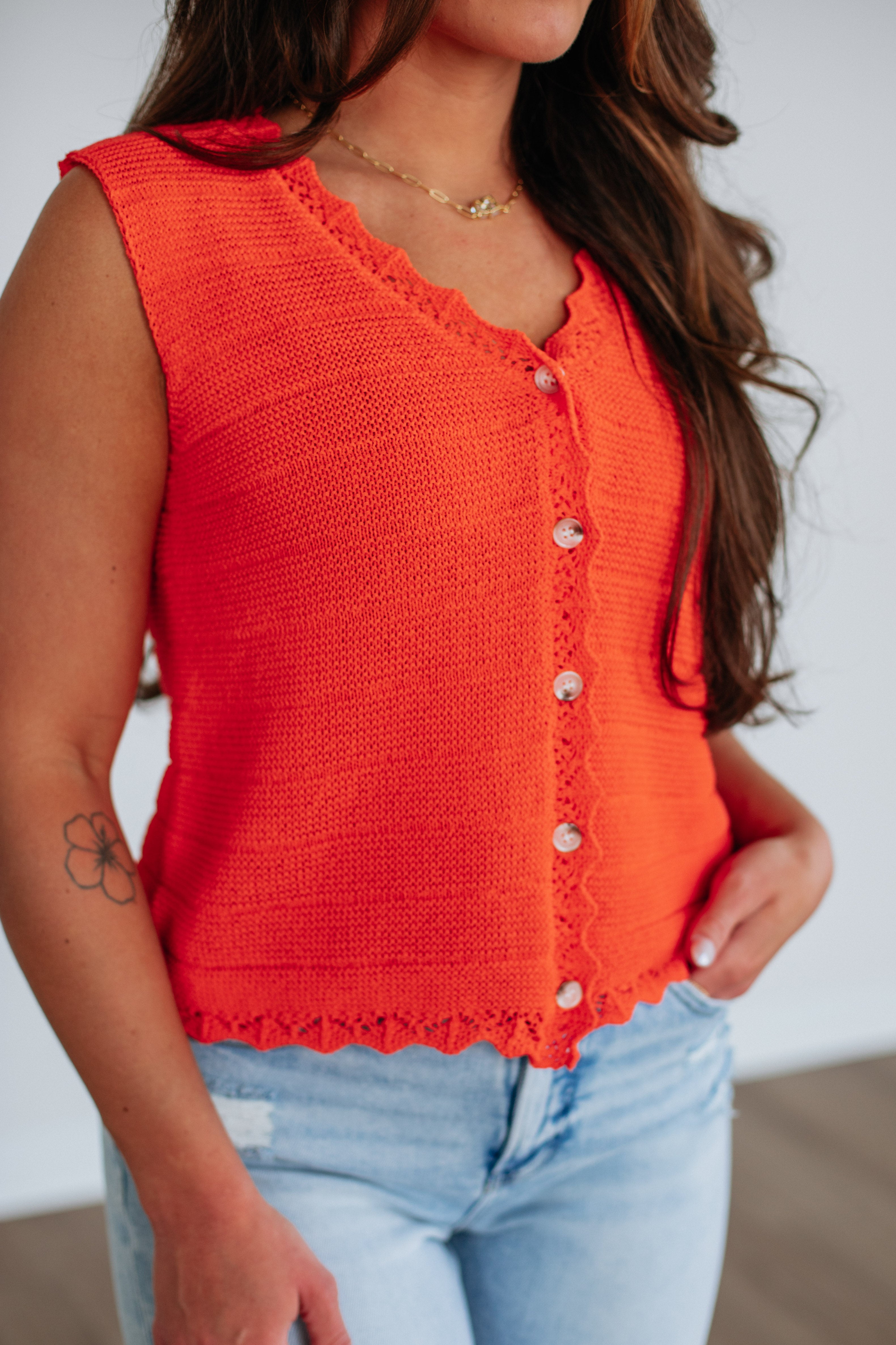 Cheryl Women's Knit Sweater Vest - Soft & Stylish Papaya Color for Fall & Winter Layering | Casual Office Wear & Weekend Outfits
