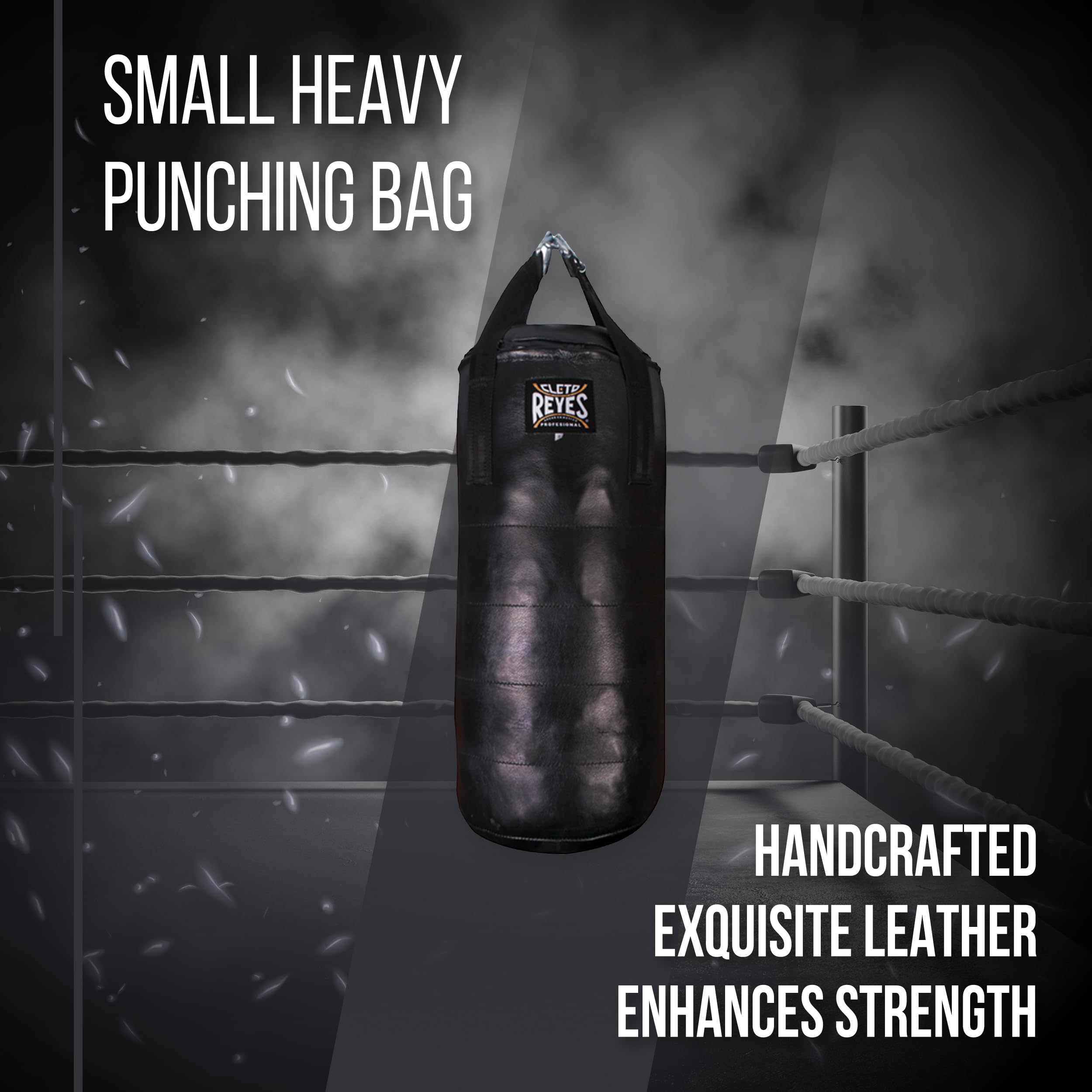 CLETO REYES Heavy Punching Bag for Adults - Professional Boxing Training Equipment for MMA, Kickboxing & Muay Thai | Premium Leather Punching Bag (Small, Black) | Perfect for Home Gym & Martial Arts Studio