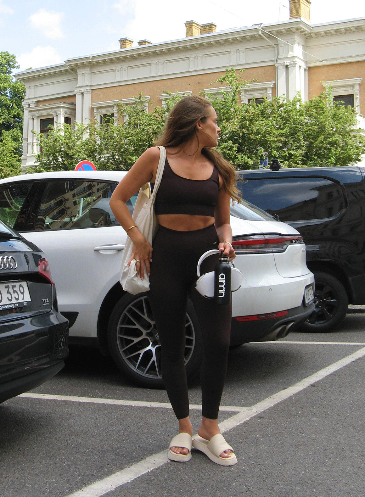 High Waist Cacao Ribbed Seamless Yoga Tights for Women - Perfect for Workouts, Running & Everyday Comfort