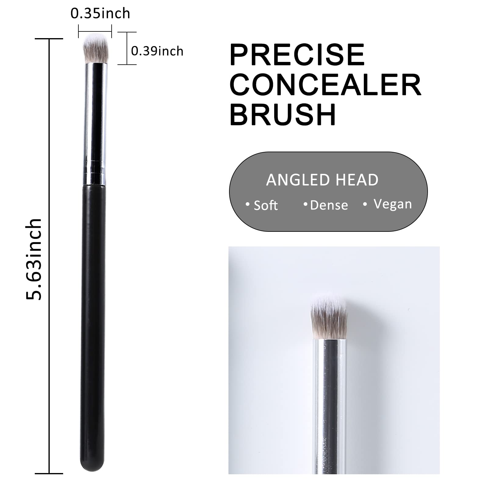 Erinde 3PCS Angled Concealer & Foundation Brush Set - Professional Makeup Brushes for Liquid, Cream, Powder Cosmetics - Perfect for Under Eye Concealer, Contouring & Blending - Ideal for Daily Makeup, Professional Looks & Travel