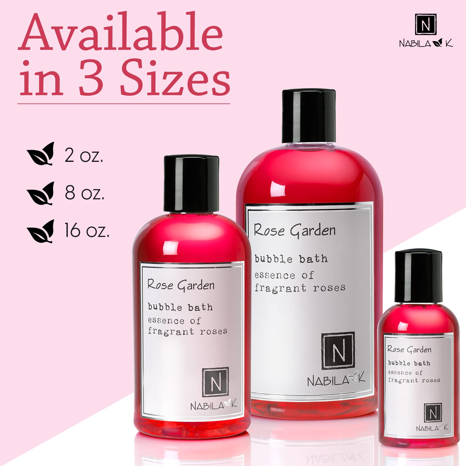 Nabila K Rose Garden Bubble Bath - Natural Essential Oils for Sensitive Skin, Tear-Free & Moisturizing - Gentle Luxury Bath for Women & Men, 8 oz - Perfect for Relaxation, Spa Days & Self-Care Routines