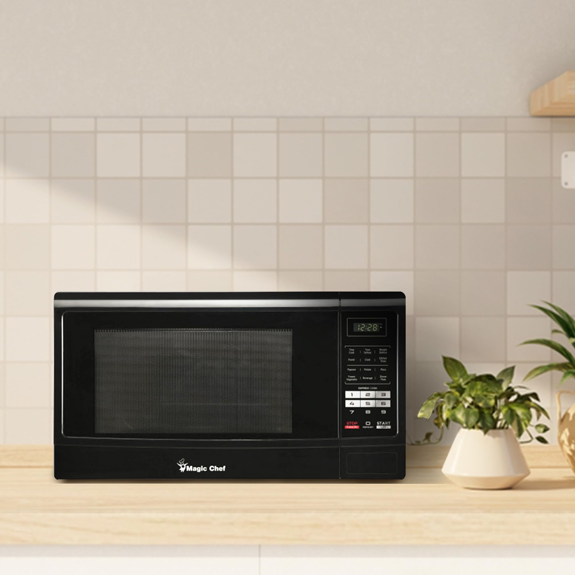 Magic Chef Countertop Microwave Oven - 1100W, 1.6 Cu Ft Compact Space-Saving Design, Black - Perfect for Small Kitchens, Dorms & Office Break Rooms