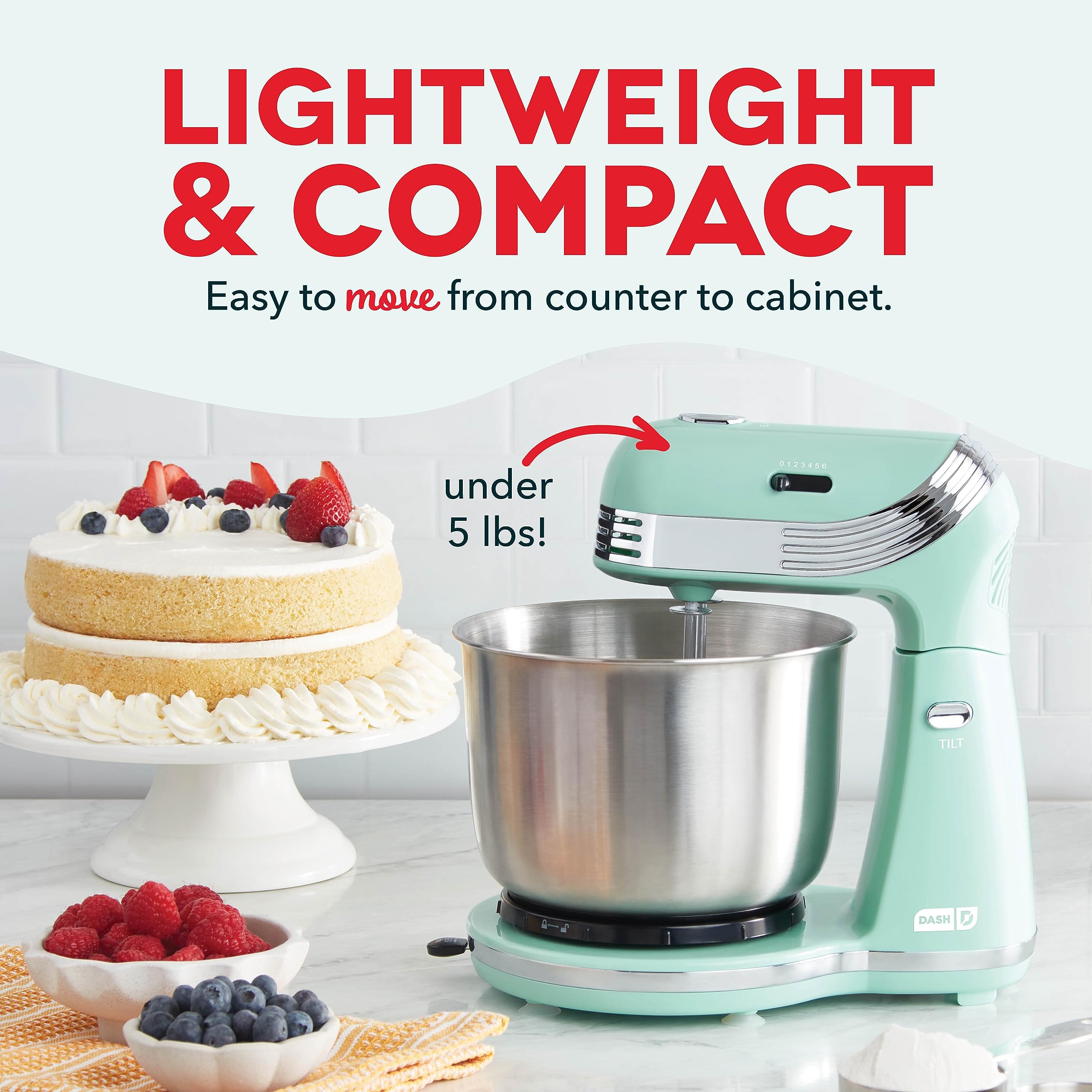6-Speed Electric Stand Mixer with 3-Quart Stainless Steel Bowl - Perfect for Baking, Dough Kneading, Whipping Cream & Making Frostings - Includes Dough Hook & Beater Attachments - Aqua Blue Kitchen Mixer for Home Bakers & Cooking Enthusiasts