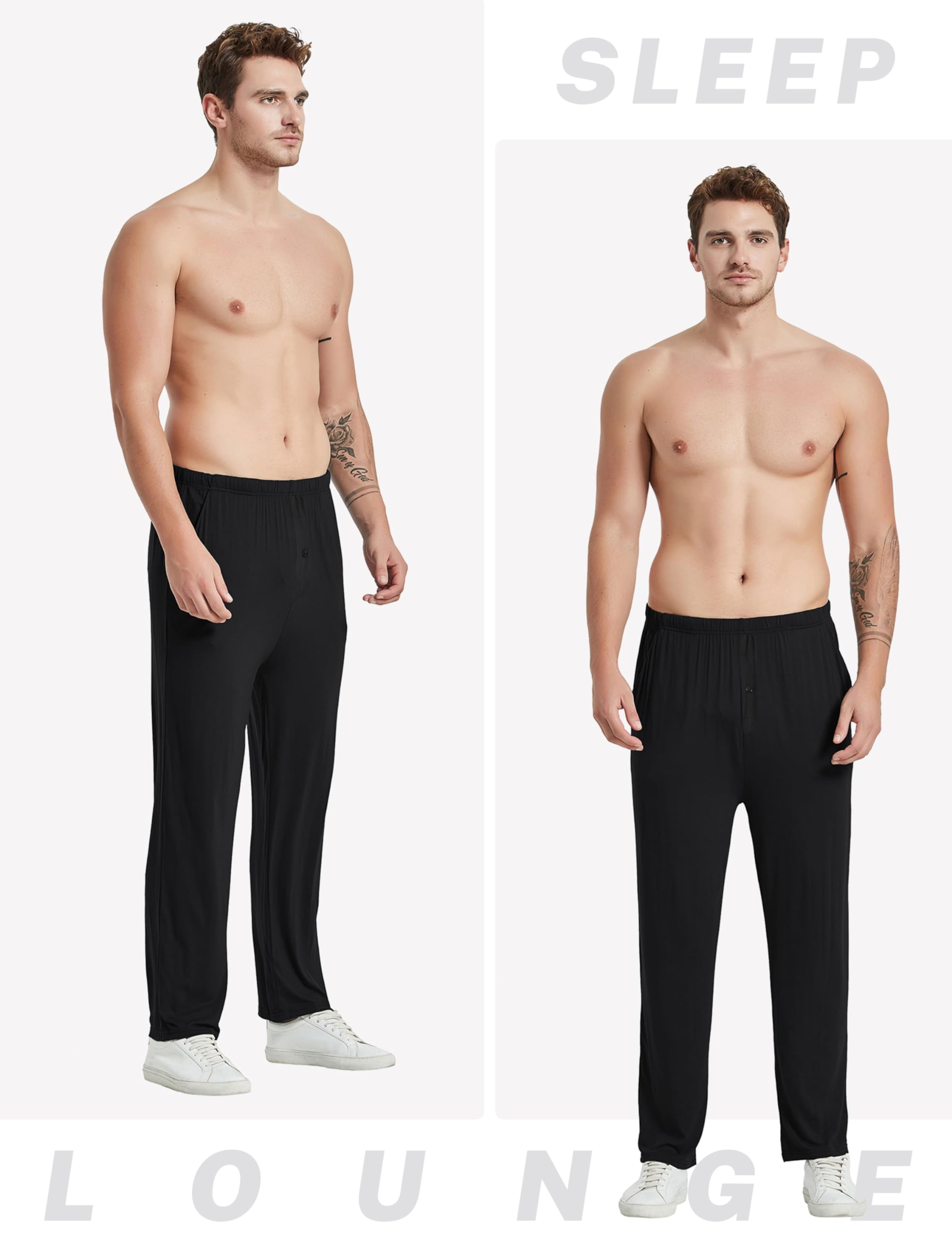 JINSHI Men's Modal Pajama Pants - Soft Lounge Sleepwear with Pockets for Home Comfort