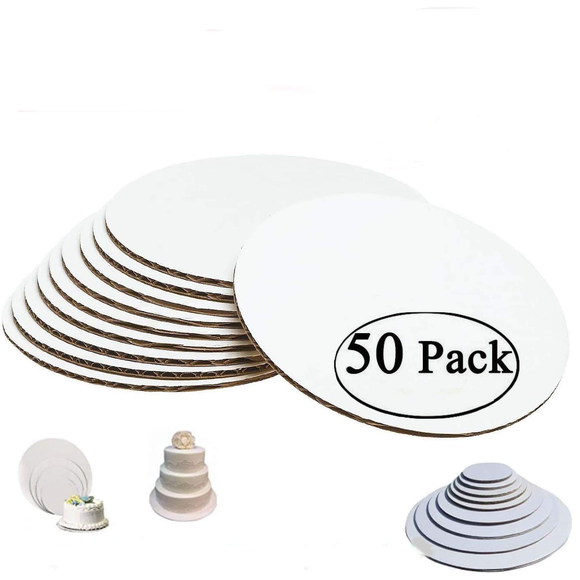 50 Pack 9 Inch Cake Cardboard Rounds - Sturdy Pizza & Cake Circle Boards for Baking, Decorating & Serving - Perfect for Birthday Cakes, Wedding Desserts & Party Treats