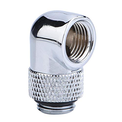 90 Degree Elbow Tube Connector - Silver Water Cooling Fitting for PC Liquid Cooling System | High-Performance Computer Cooling Solution | Perfect for Gaming Rigs & Overclocked PCs