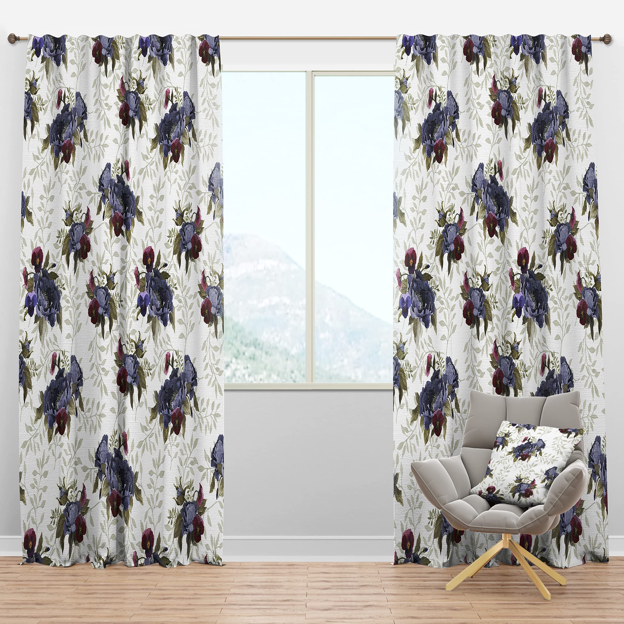 Handpainted Red Peonies & Pansies Blackout Curtains - Thermal Insulated Room Darkening Drapes for Bedroom & Living Room (52x84, Single Panel) - Perfect for Home Decor, Nursery & Light-Sensitive Sleepers